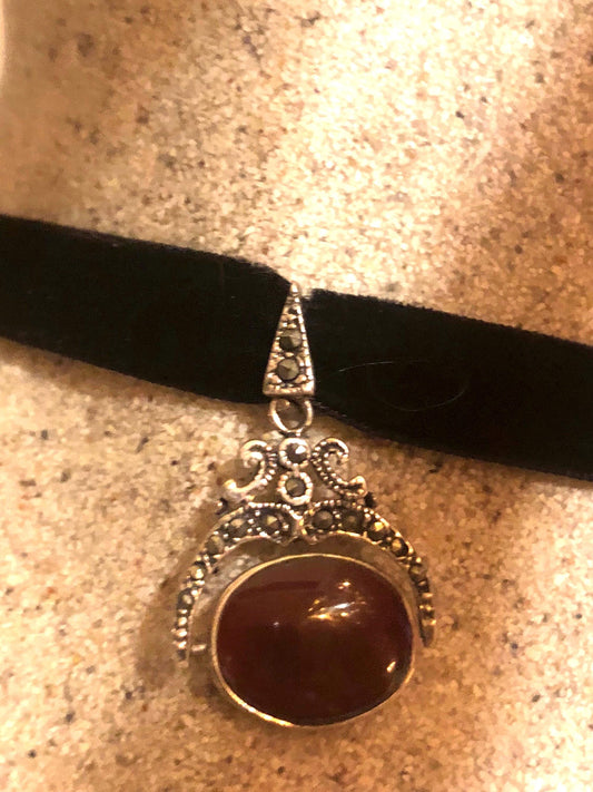 Handmade Turkish Ottoman flip Necklace, Sterling Silver Marcasite MOP Carnelian Choker