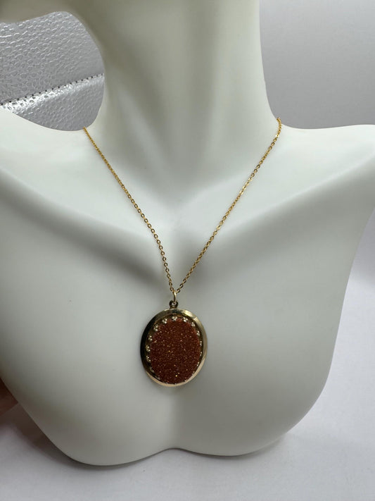 Vintage Goldstone Choker Gold Filled Necklace