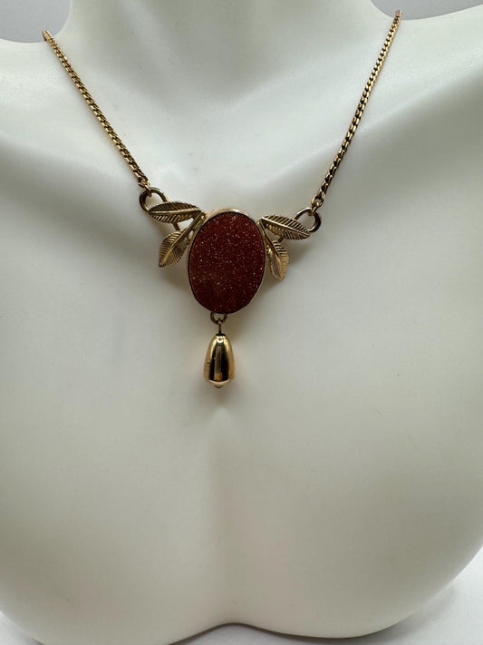 Vintage Goldstone Choker Gold Filled Necklace