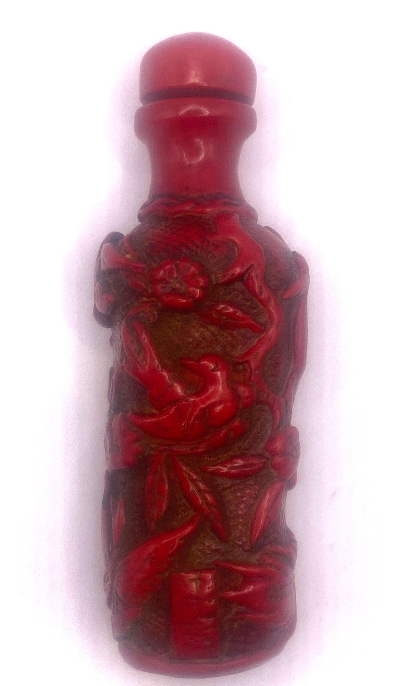 Vintage Dragon Bottle Snuff Perfume Flask Cinnabar Resin