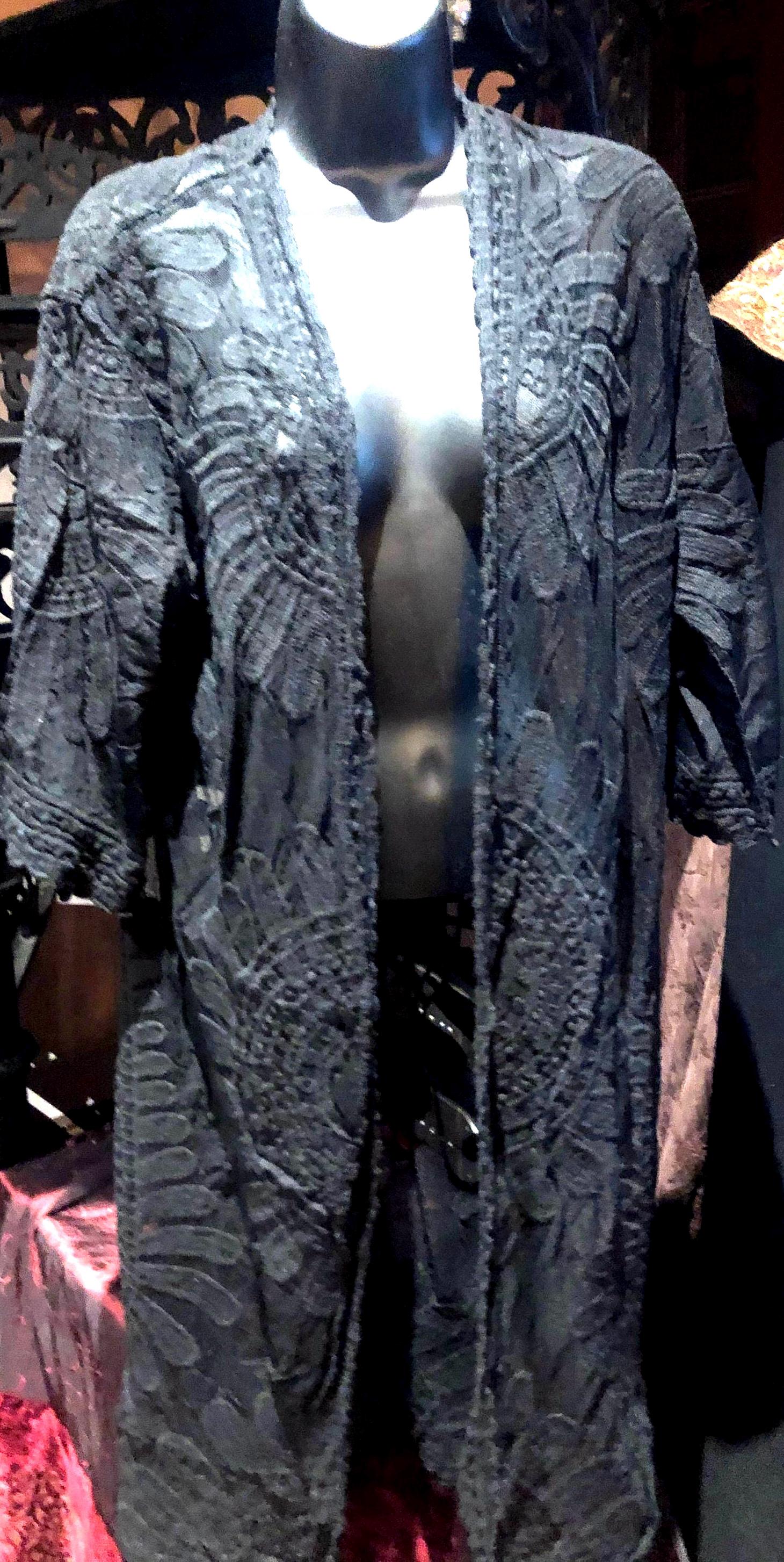 Lace Kimono Jacket Vintage Style Black Embroidered wrap