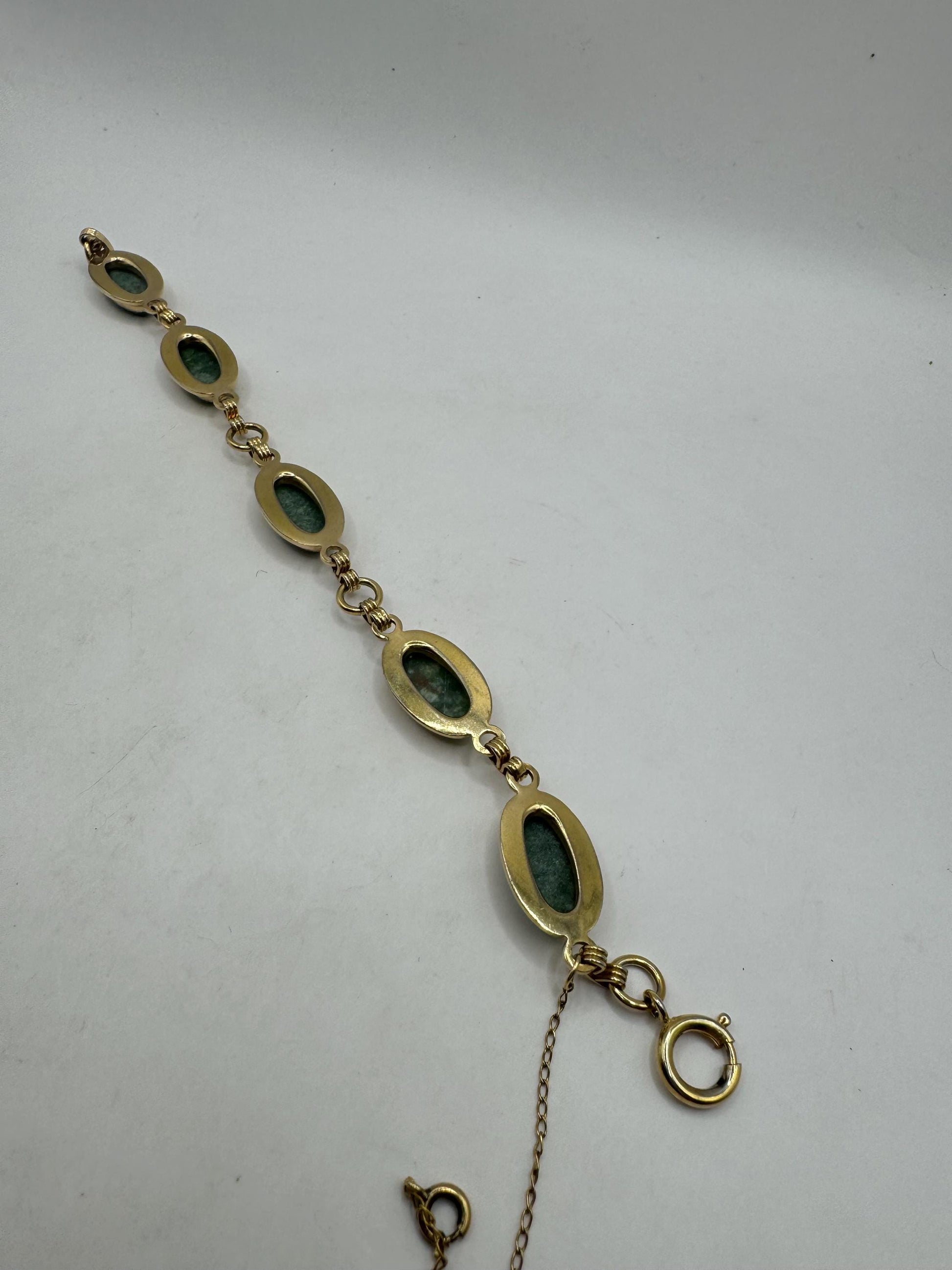 Vintage Green Jade Bracelet Gold filled