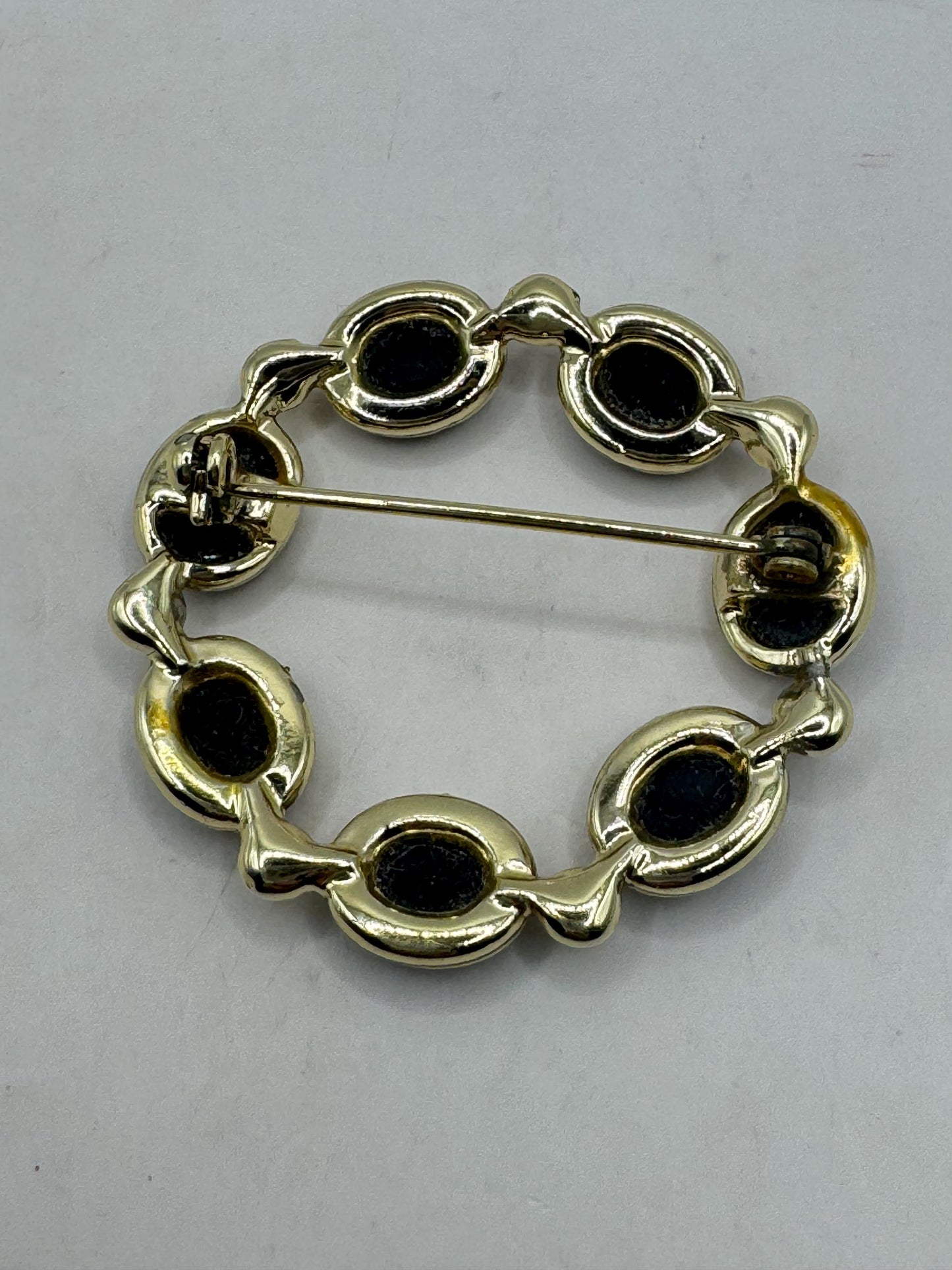 Vintage Black Onyx Pin Gold Filled Brooch