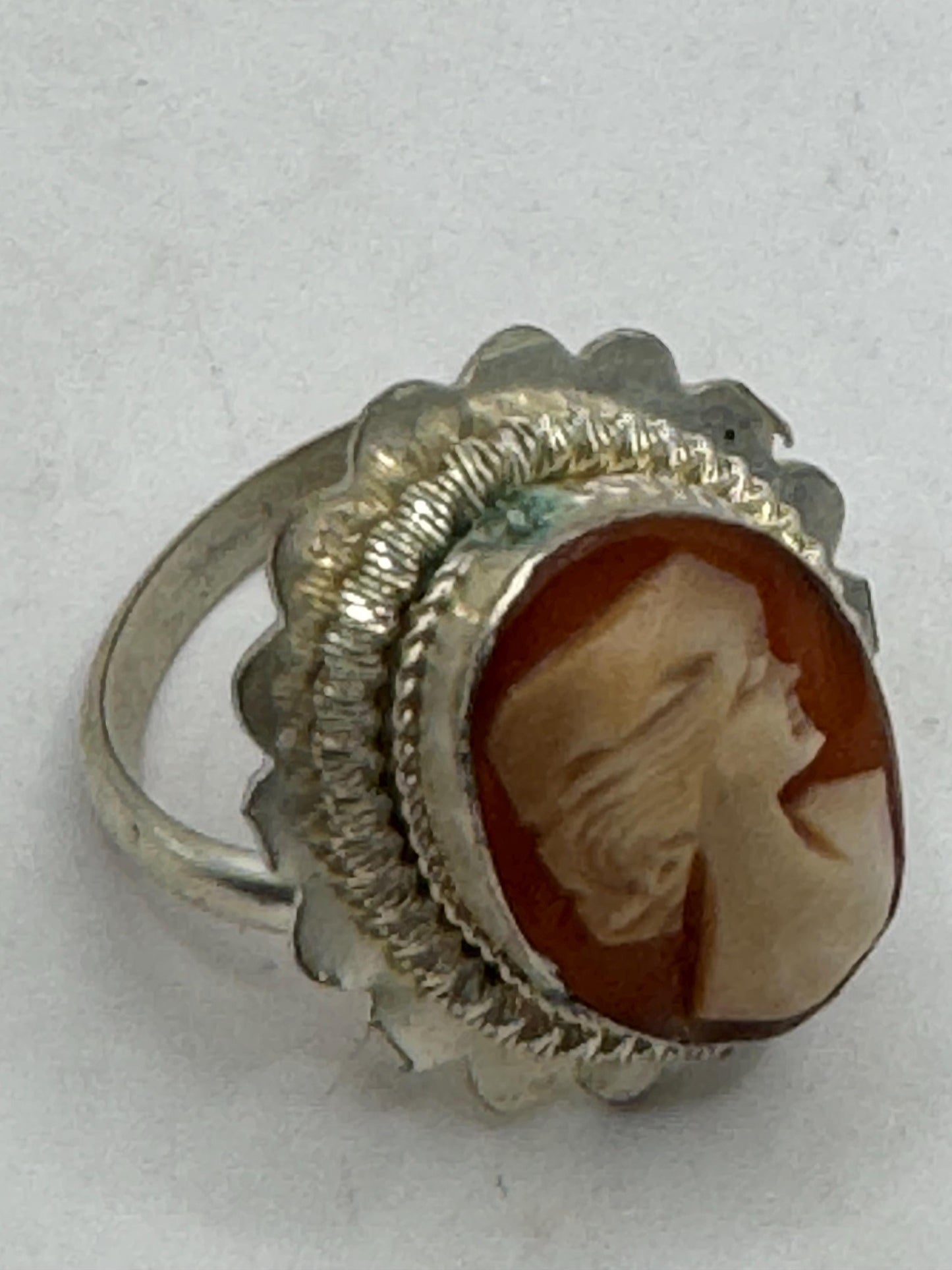 Vintage Cameo 925 Sterling Silver Cocktail Ring