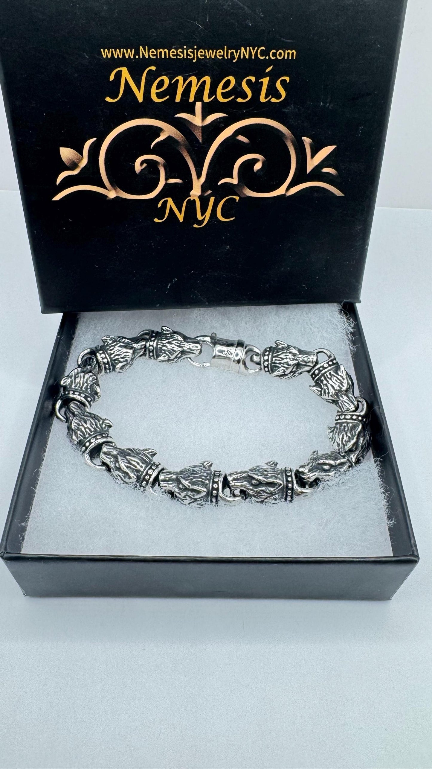 Vintage Style Wolf Bracelet Unisex Men Stainless Steel