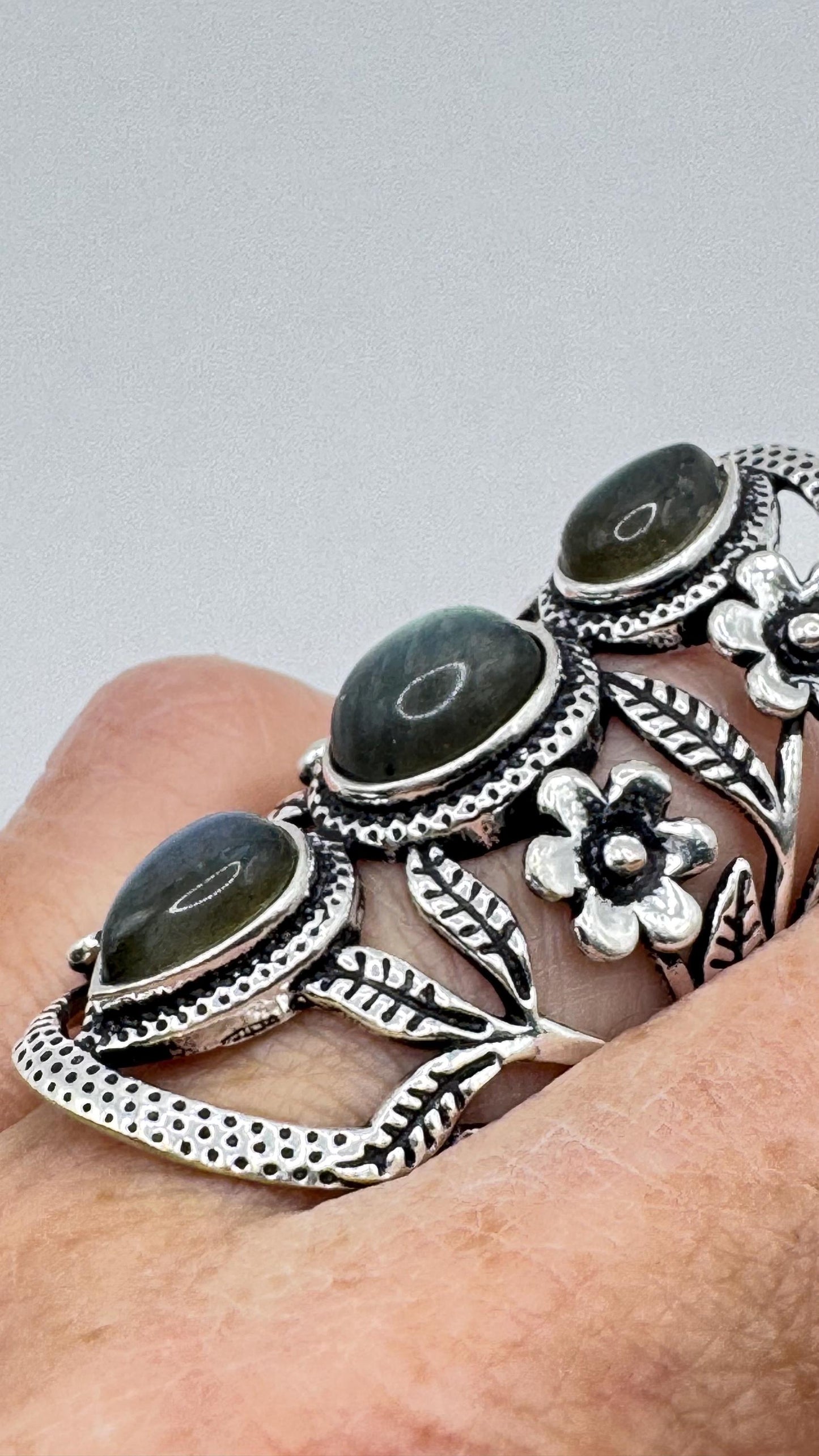 Vintage Rainbow Labradorite Statement Ring