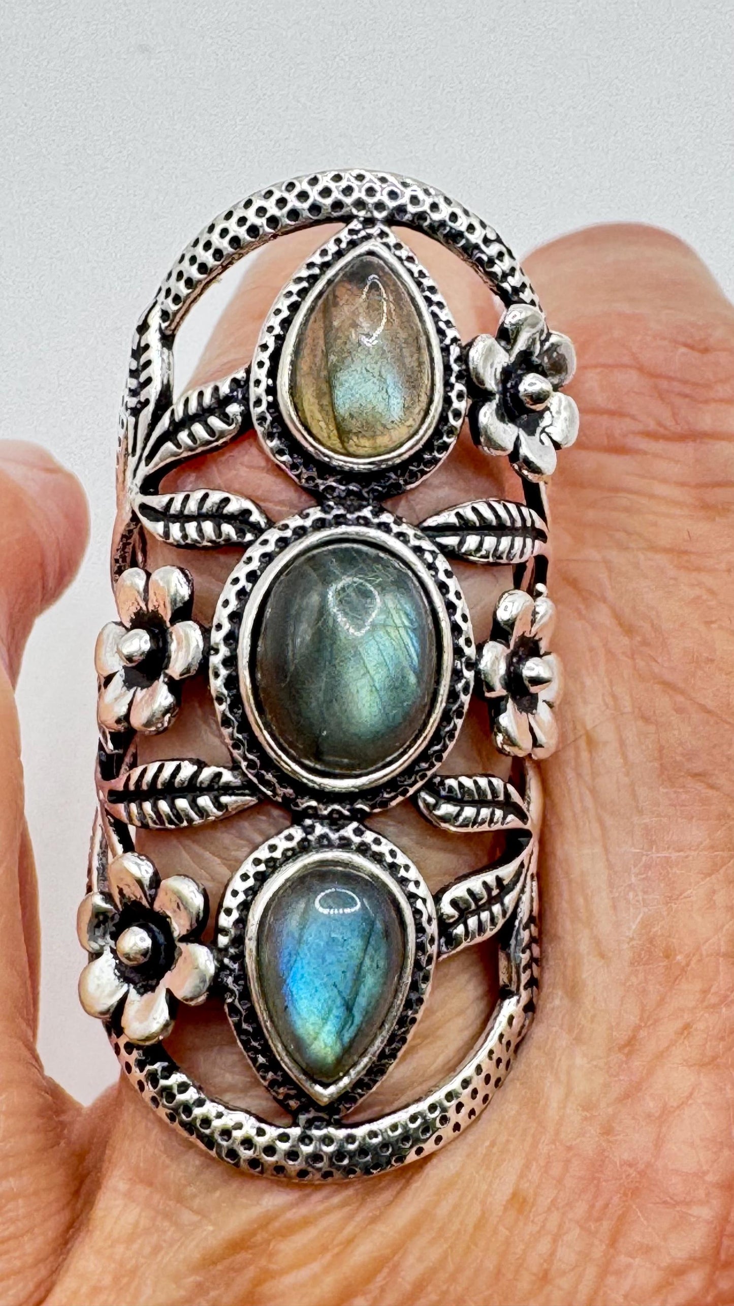 Vintage Rainbow Labradorite Statement Ring