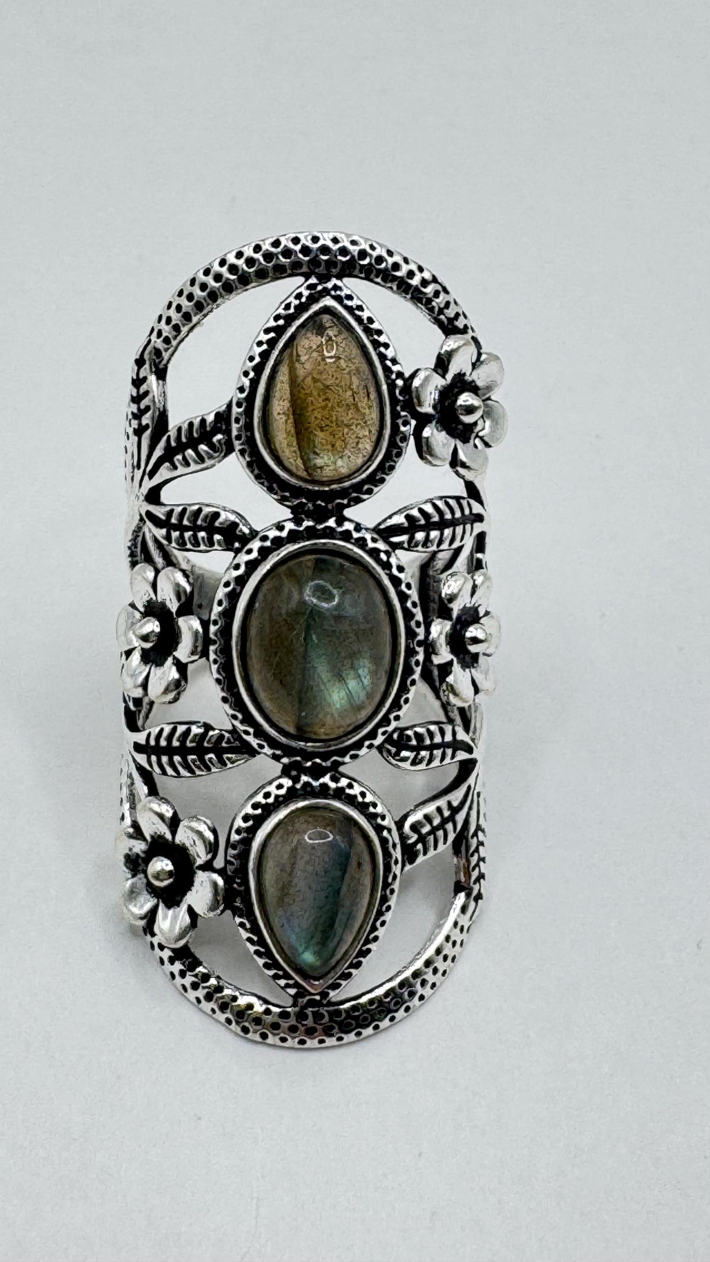 Vintage Rainbow Labradorite Statement Ring