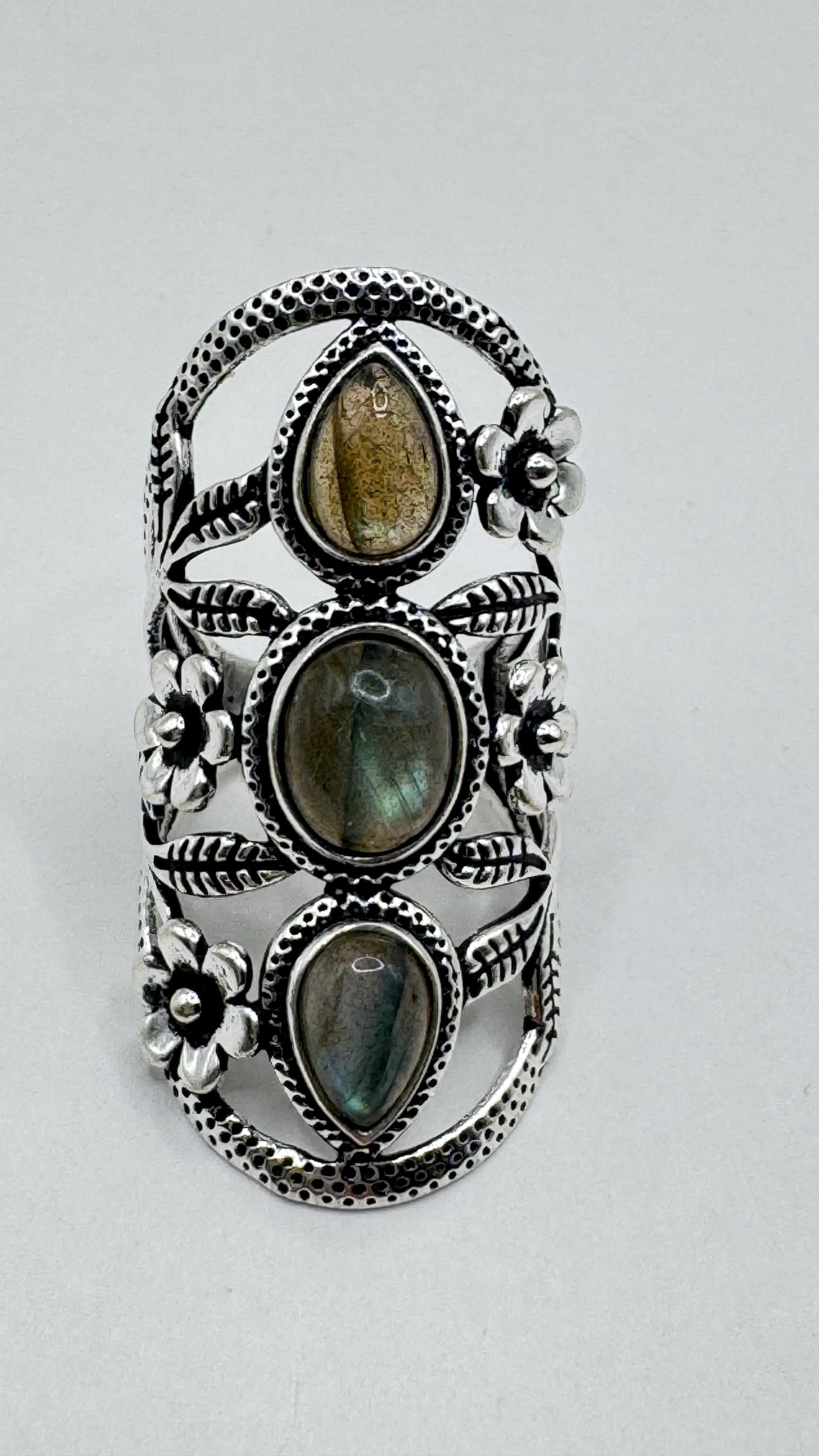 Vintage Rainbow Labradorite Statement Ring