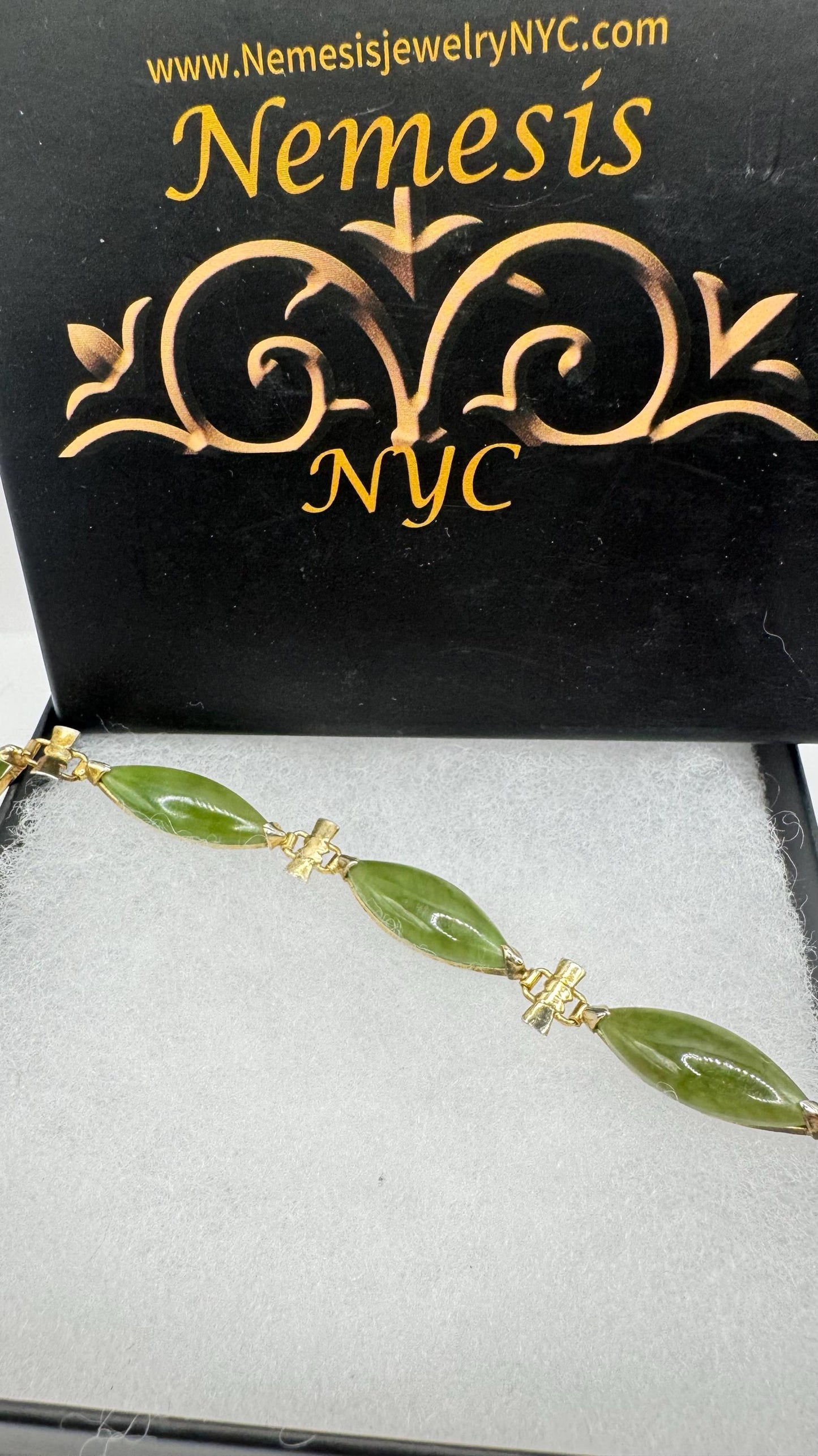 Vintage Green Jade Bracelet Gold filled