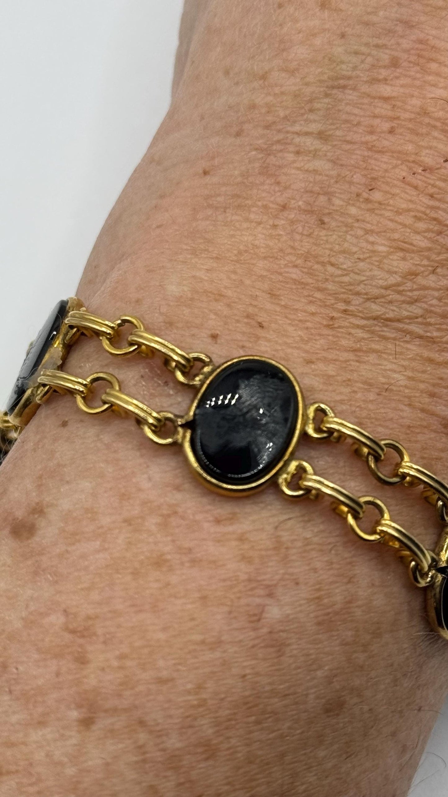 Vintage black Onyx Bracelet Gold filled
