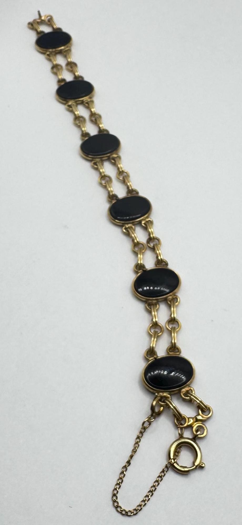 Vintage black Onyx Bracelet Gold filled