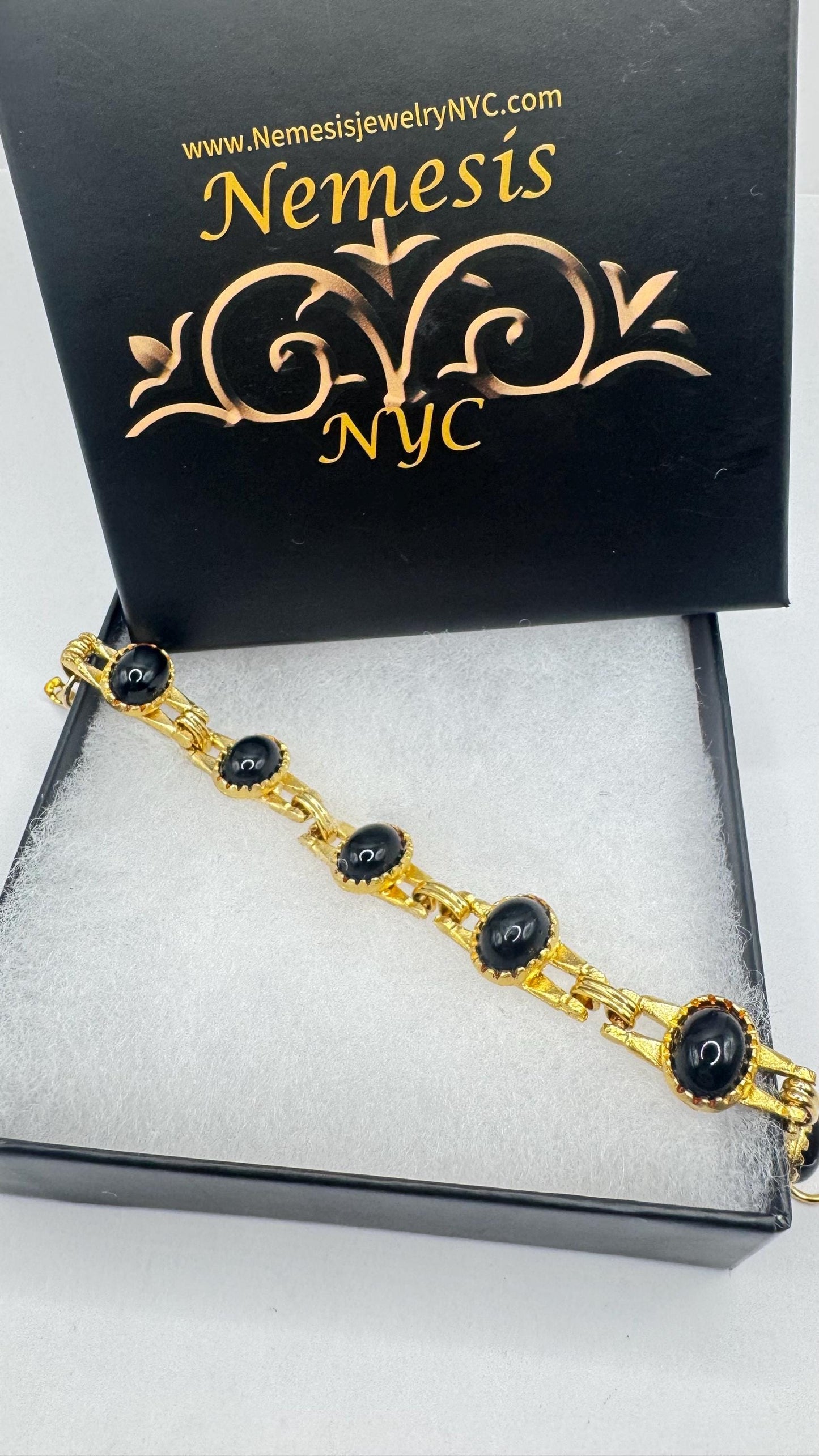 Vintage black Onyx Bracelet Gold filled