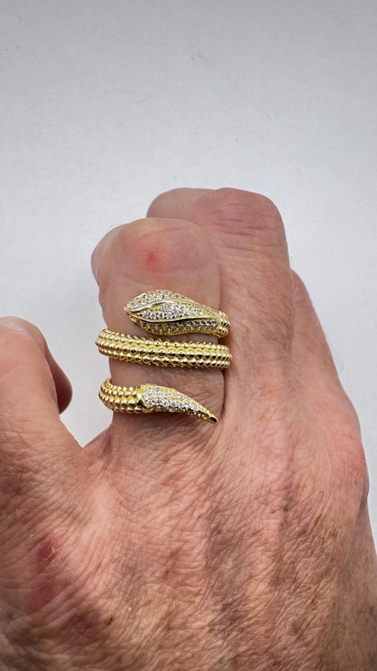 Vintage Snake Ring Gothic 925 Sterling Silver Adjustable