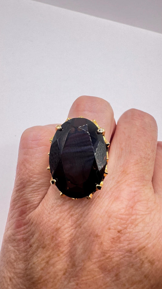 Vintage Smoky Topaz Ring Gold Filled adjustable size
