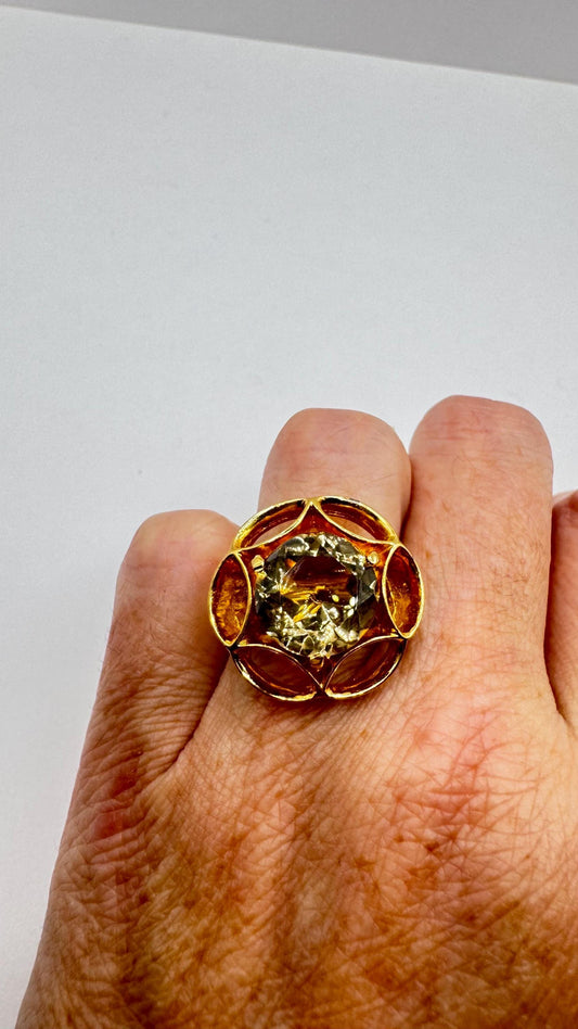 Vintage Smoky Topaz Ring Gold Filled adjustable size