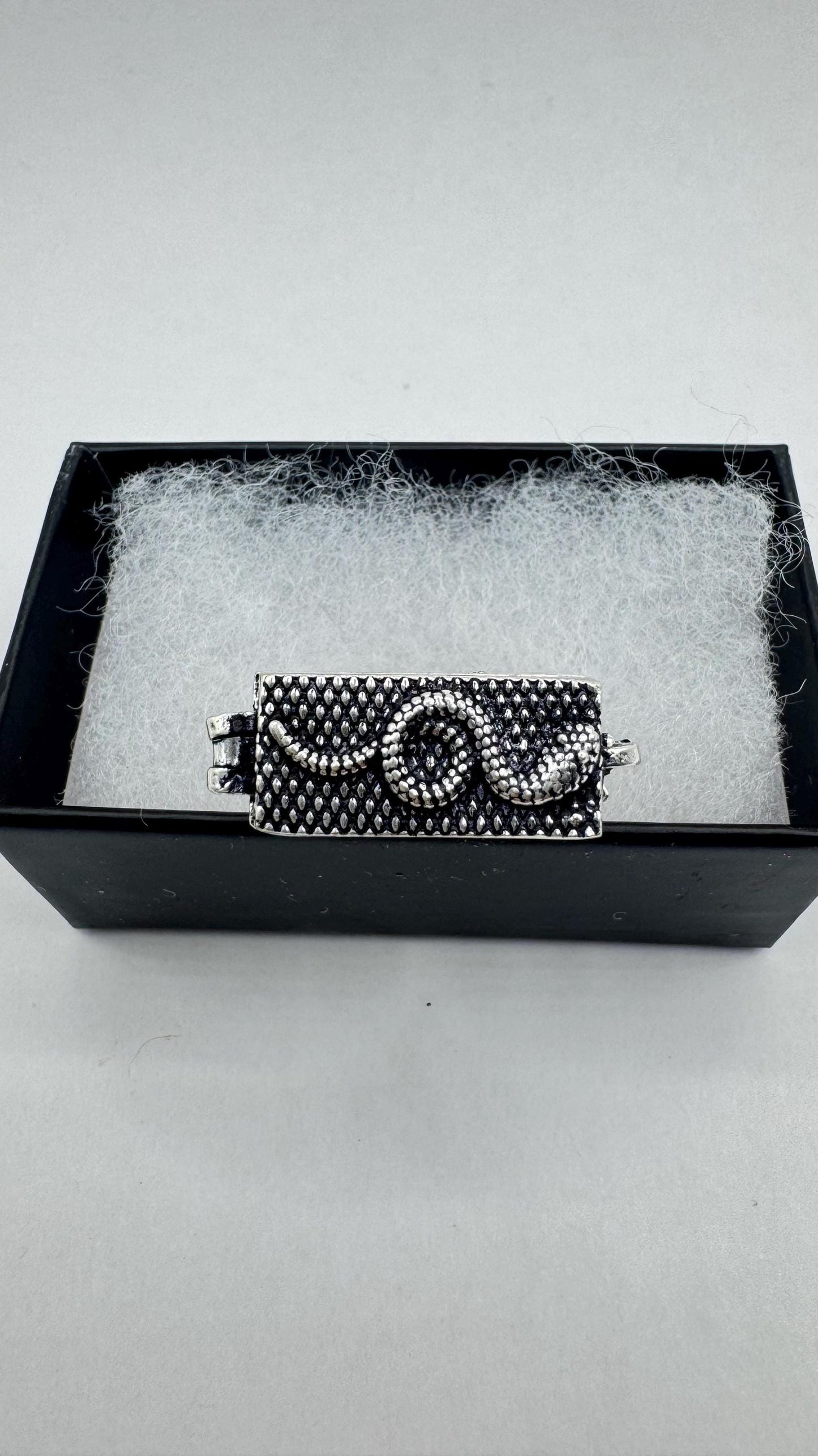 Vintage Silver Bronze Snake Serpent Poison Pillbox Ring