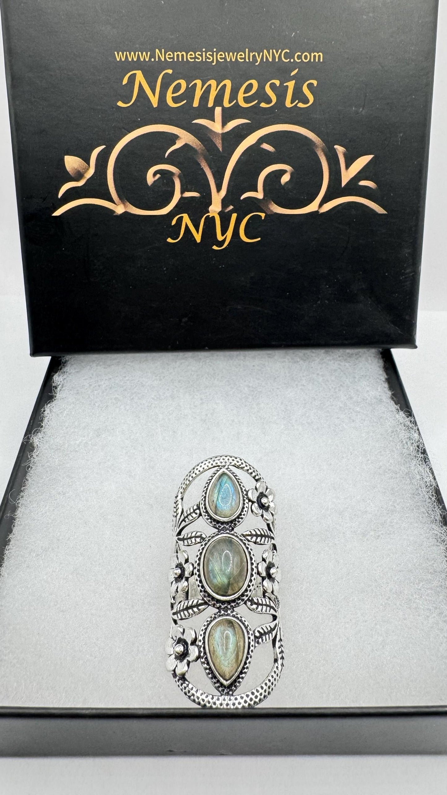 Vintage Rainbow Labradorite Statement Ring