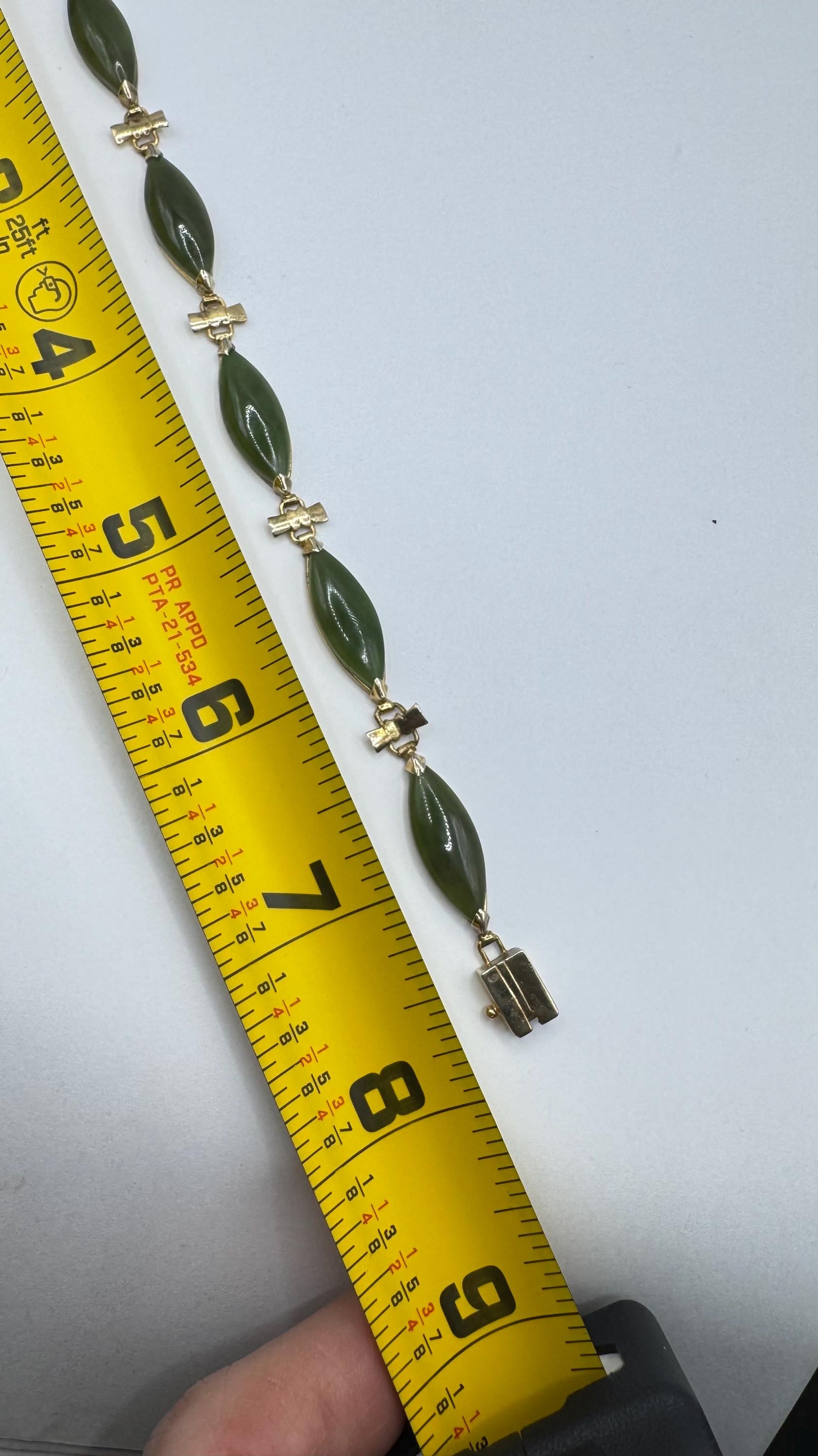 Vintage Green Jade Bracelet Gold filled