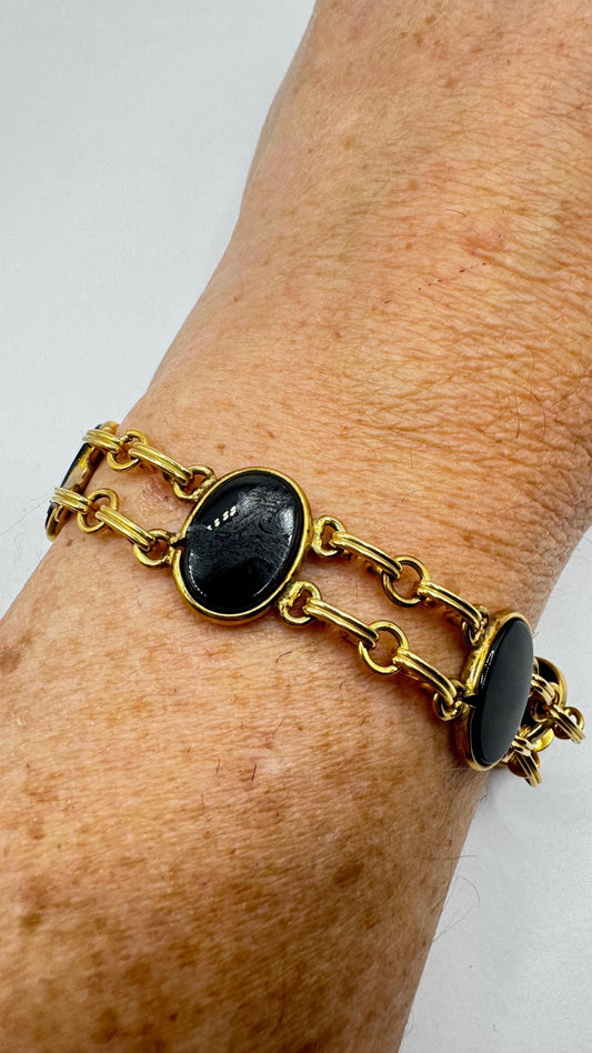 Vintage black Onyx Bracelet Gold filled