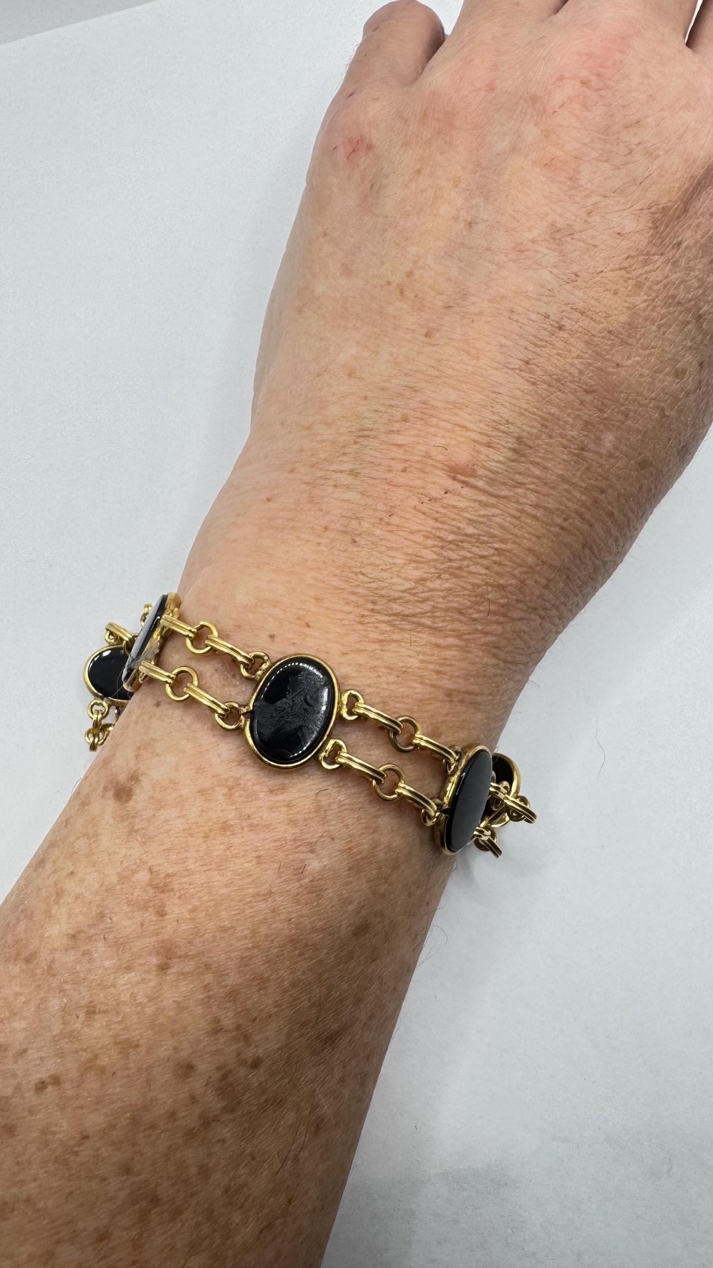 Vintage black Onyx Bracelet Gold filled