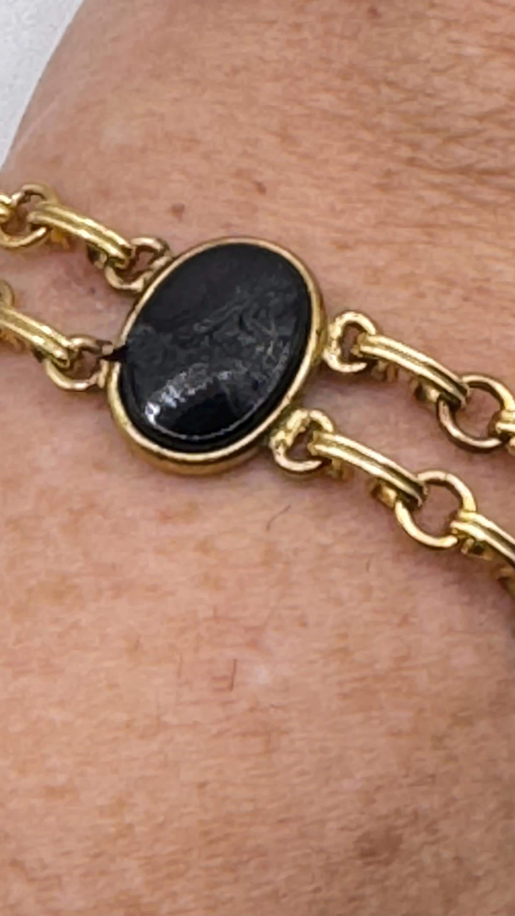 Vintage black Onyx Bracelet Gold filled
