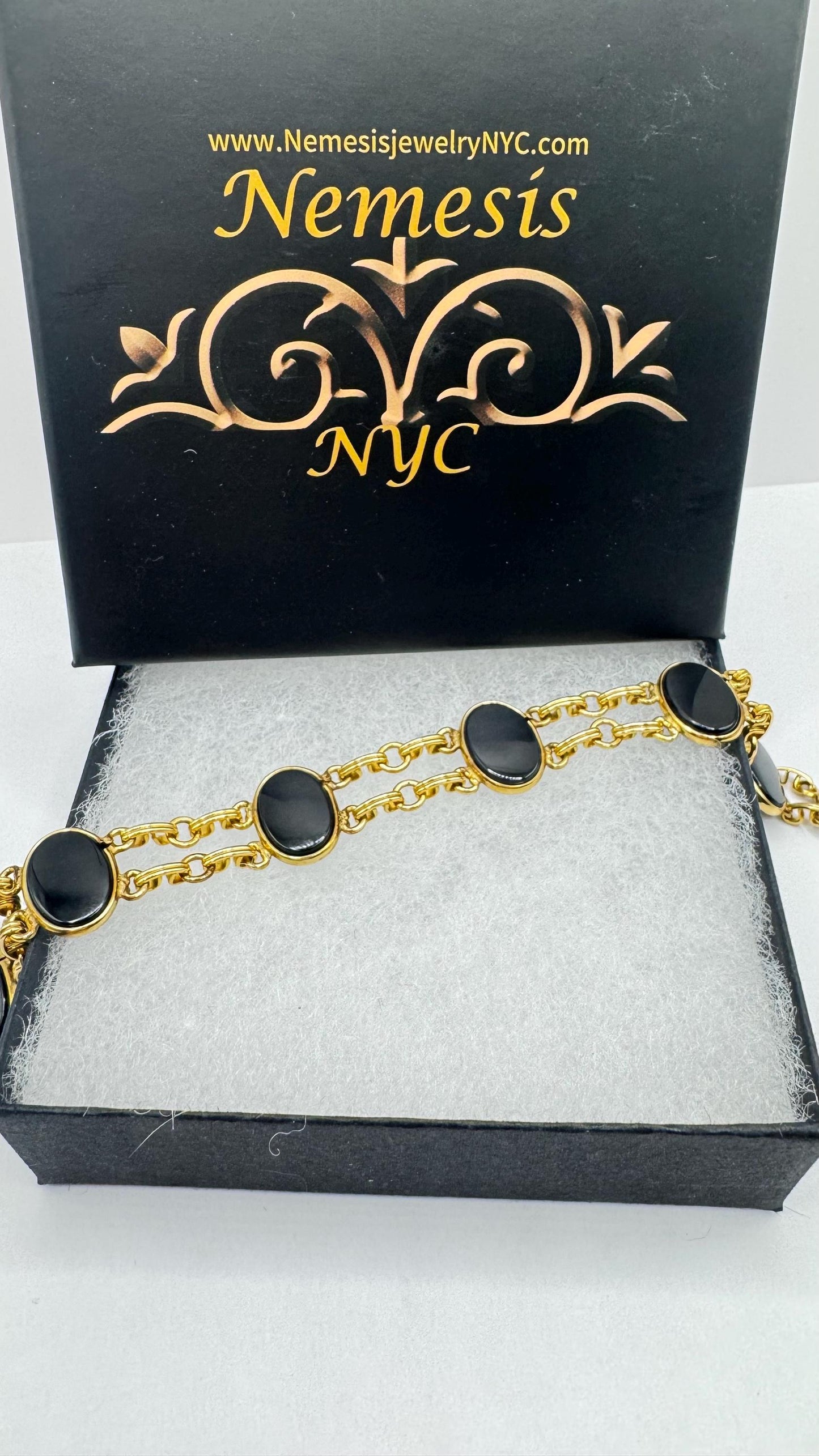 Vintage black Onyx Bracelet Gold filled
