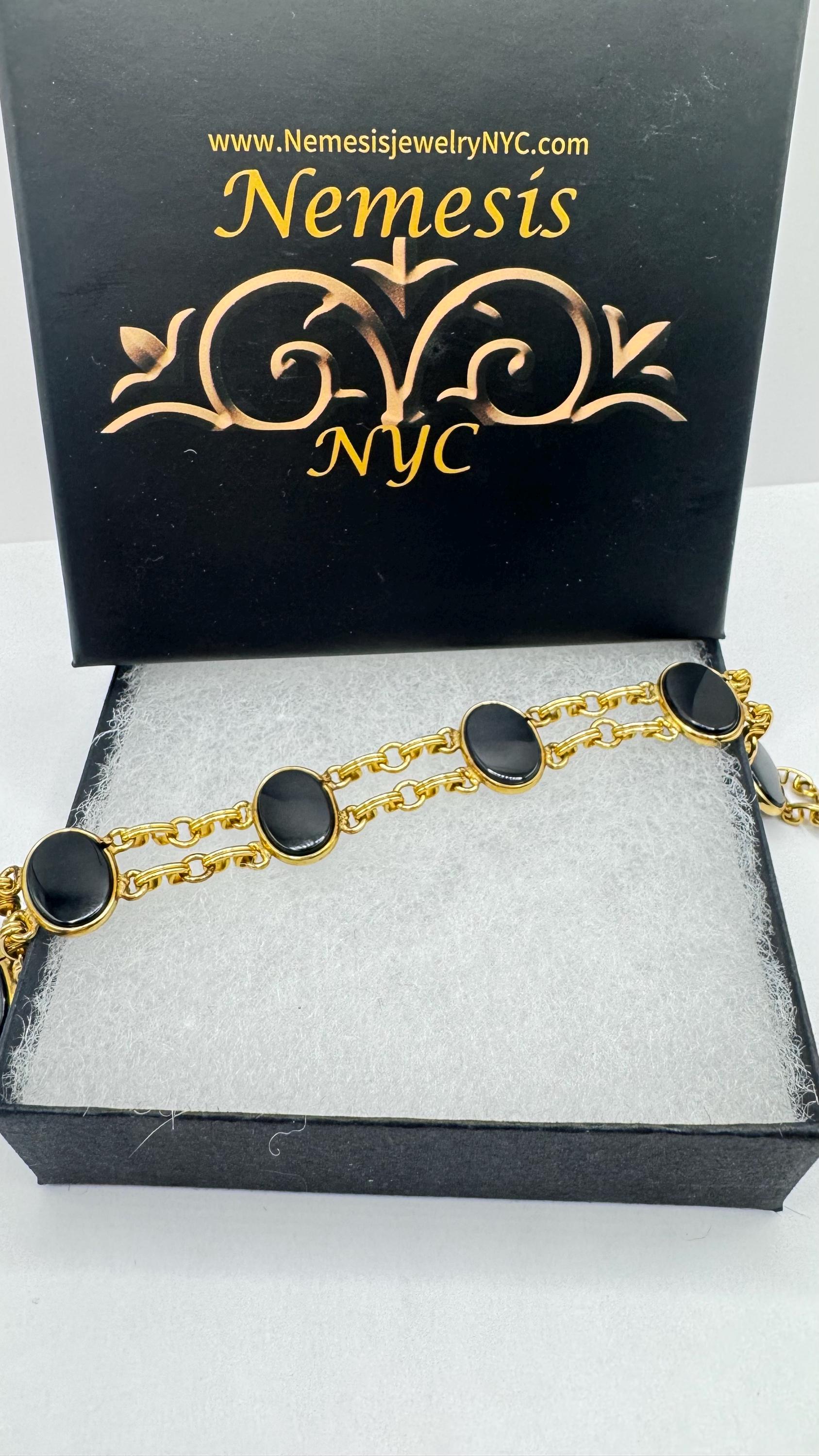 Vintage black Onyx Bracelet Gold filled