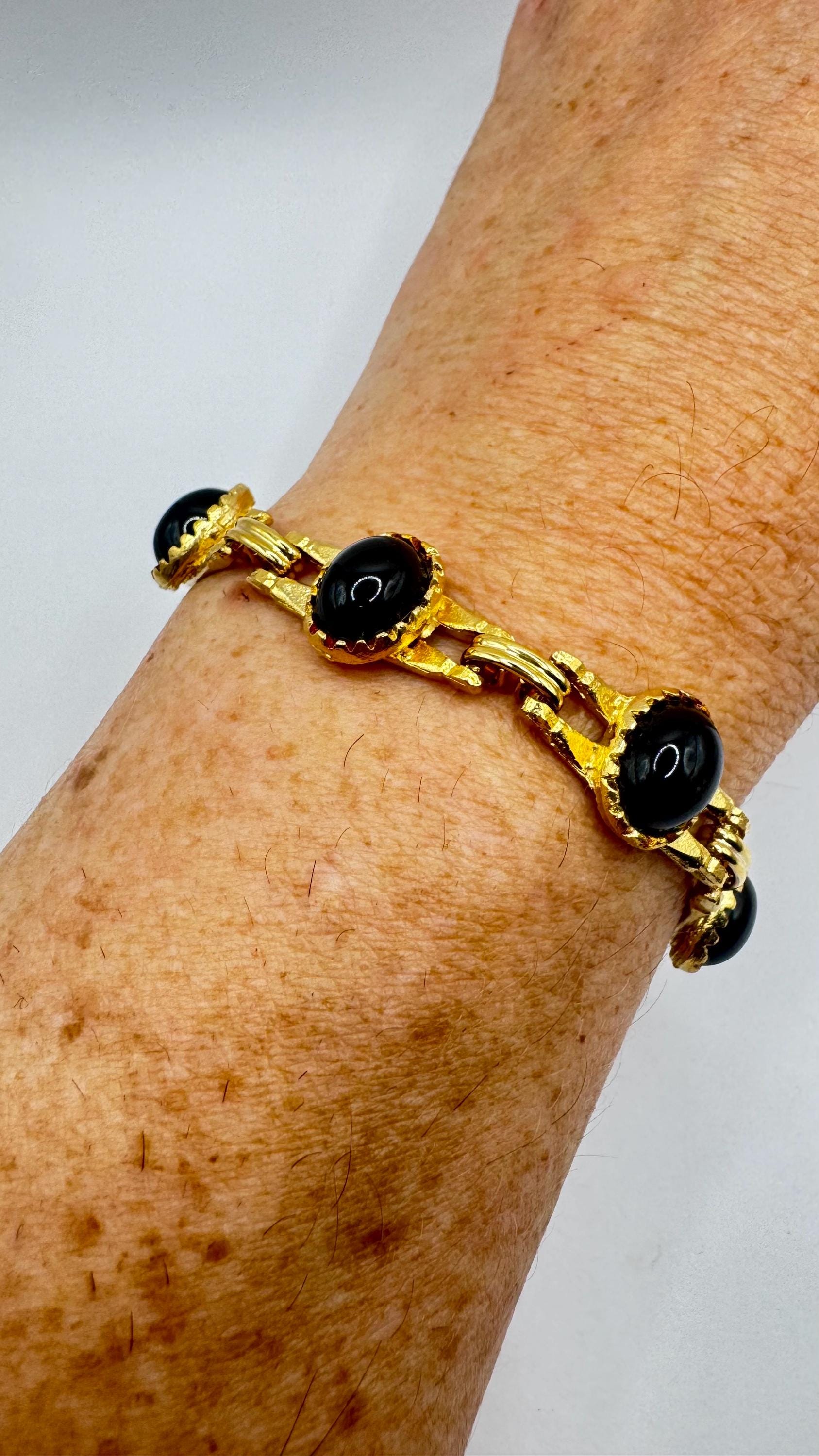 Vintage black Onyx Bracelet Gold filled