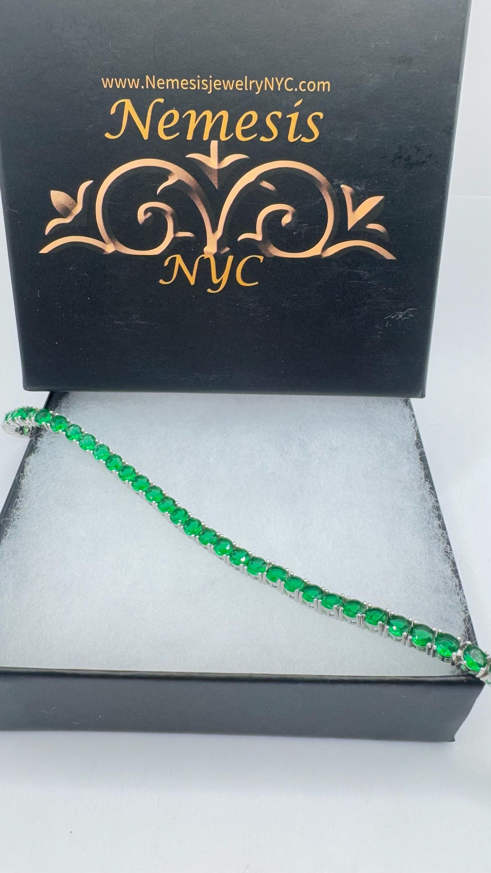 Vintage Victorian Style Sterling Silver Filigree Green Chrome Diopside Bracelet