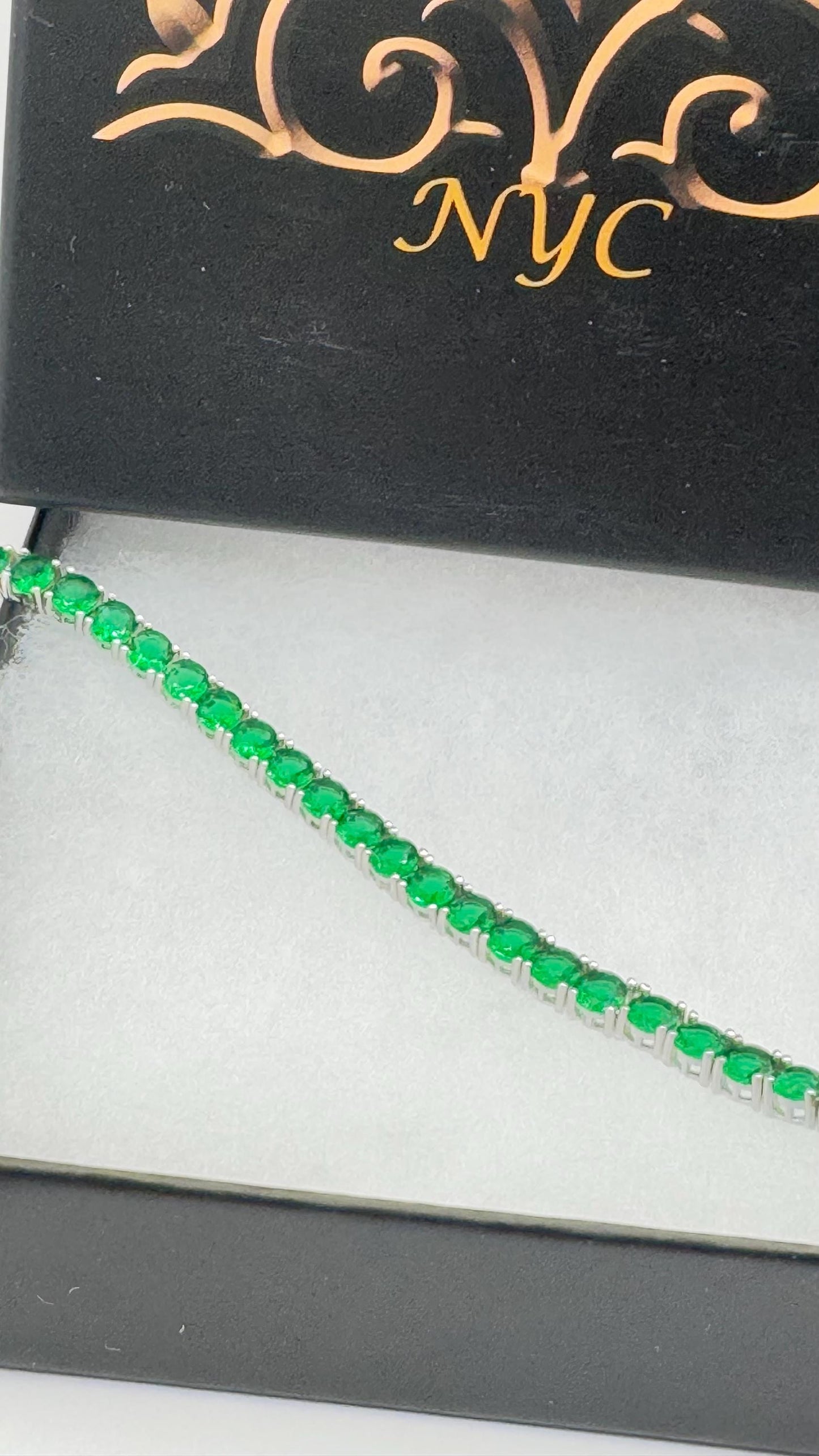 Vintage Victorian Style Sterling Silver Filigree Green Chrome Diopside Bracelet