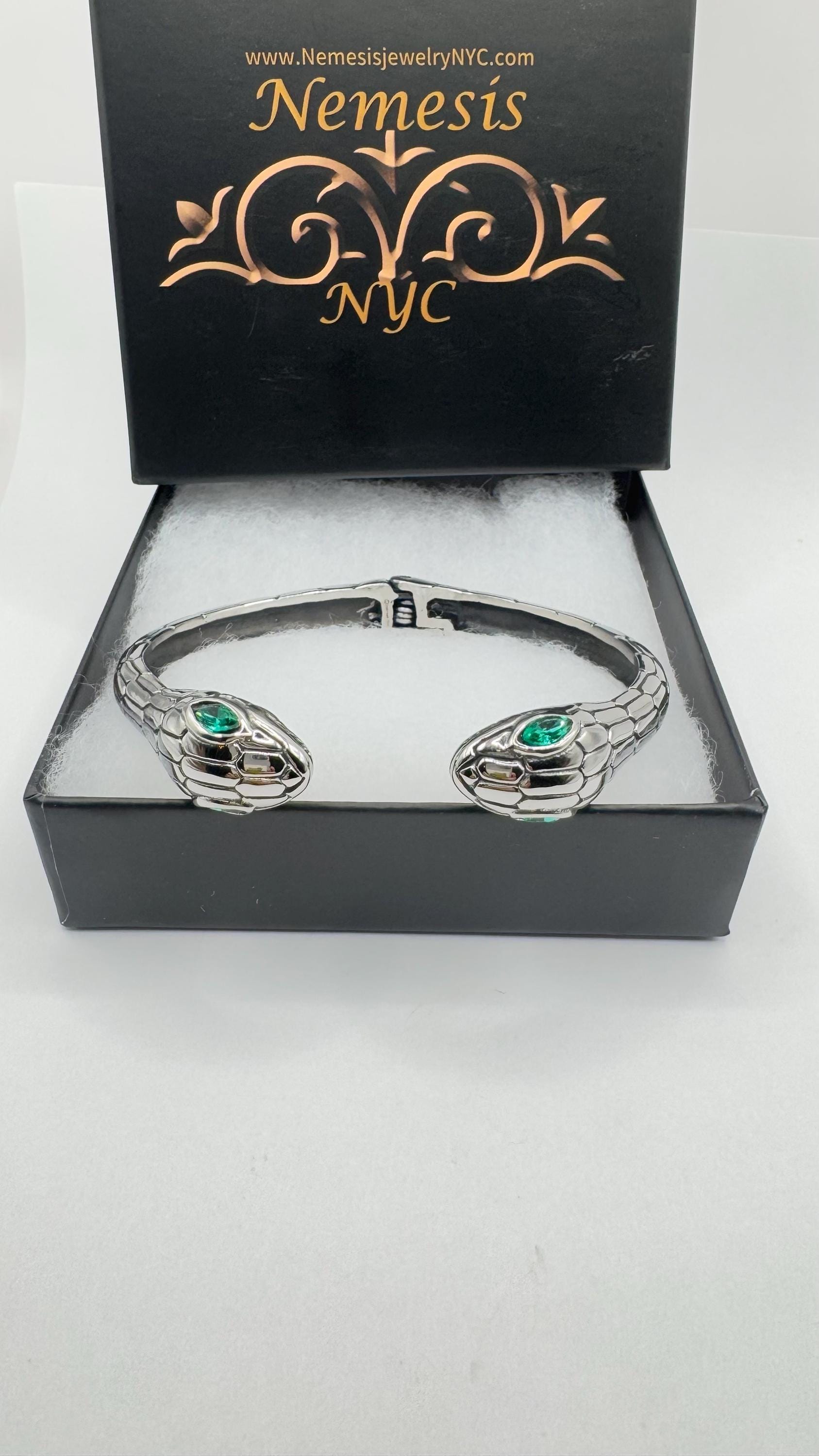 Vintage Snake Bangle Bracelet in Silver Stainless Steel