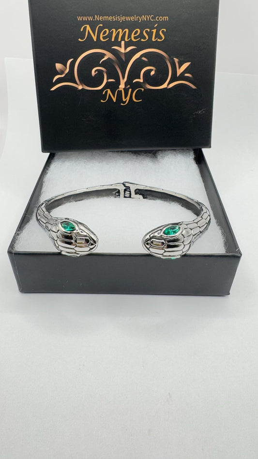 Vintage Snake Bangle Bracelet in Silver Stainless Steel