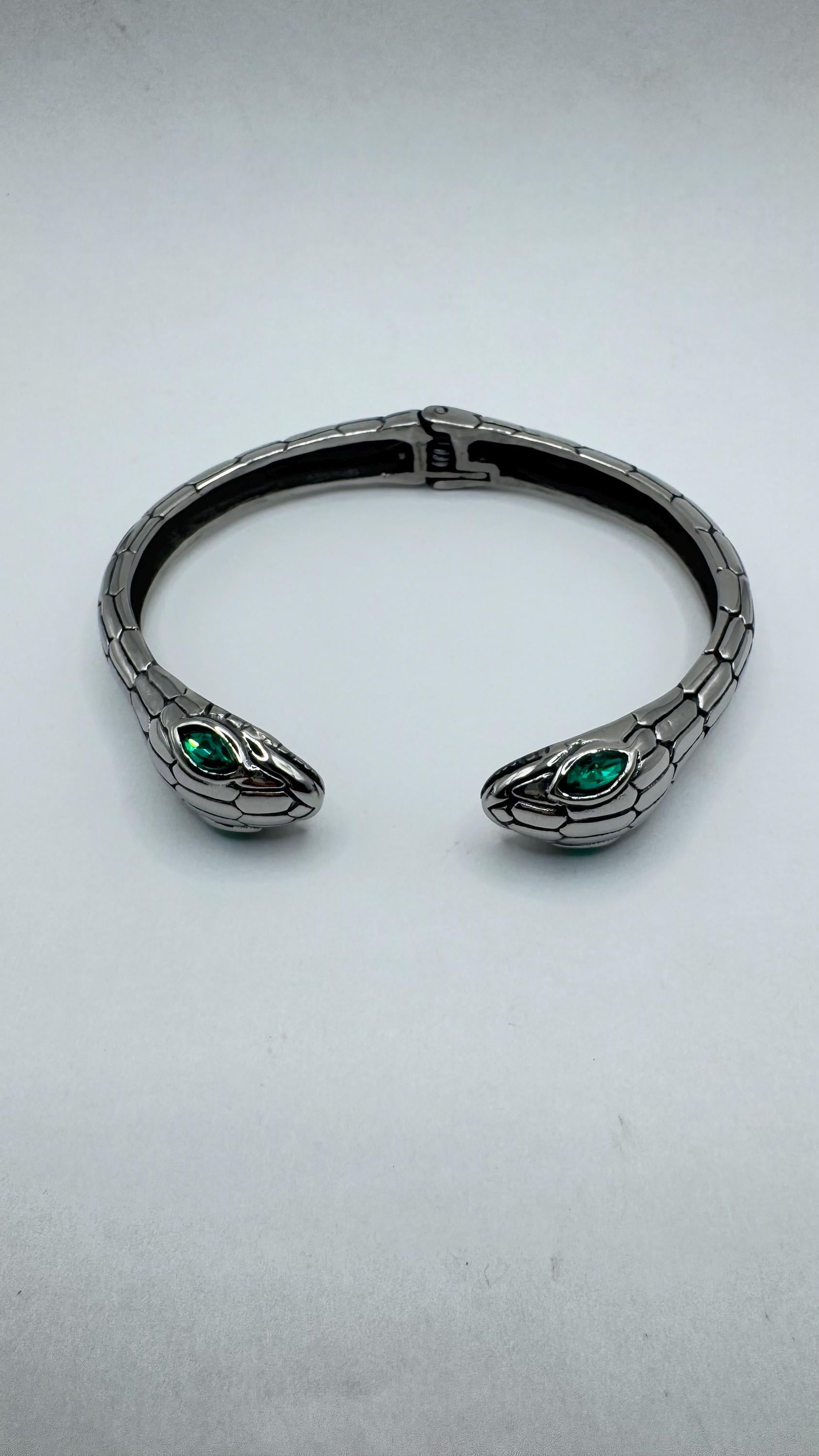 Vintage Snake Bangle Bracelet in Silver Stainless Steel