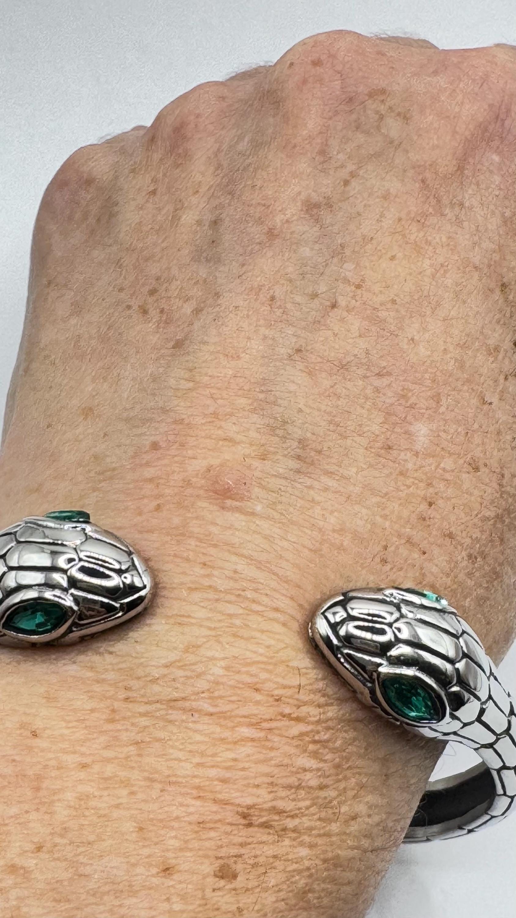 Vintage Snake Bangle Bracelet in Silver Stainless Steel