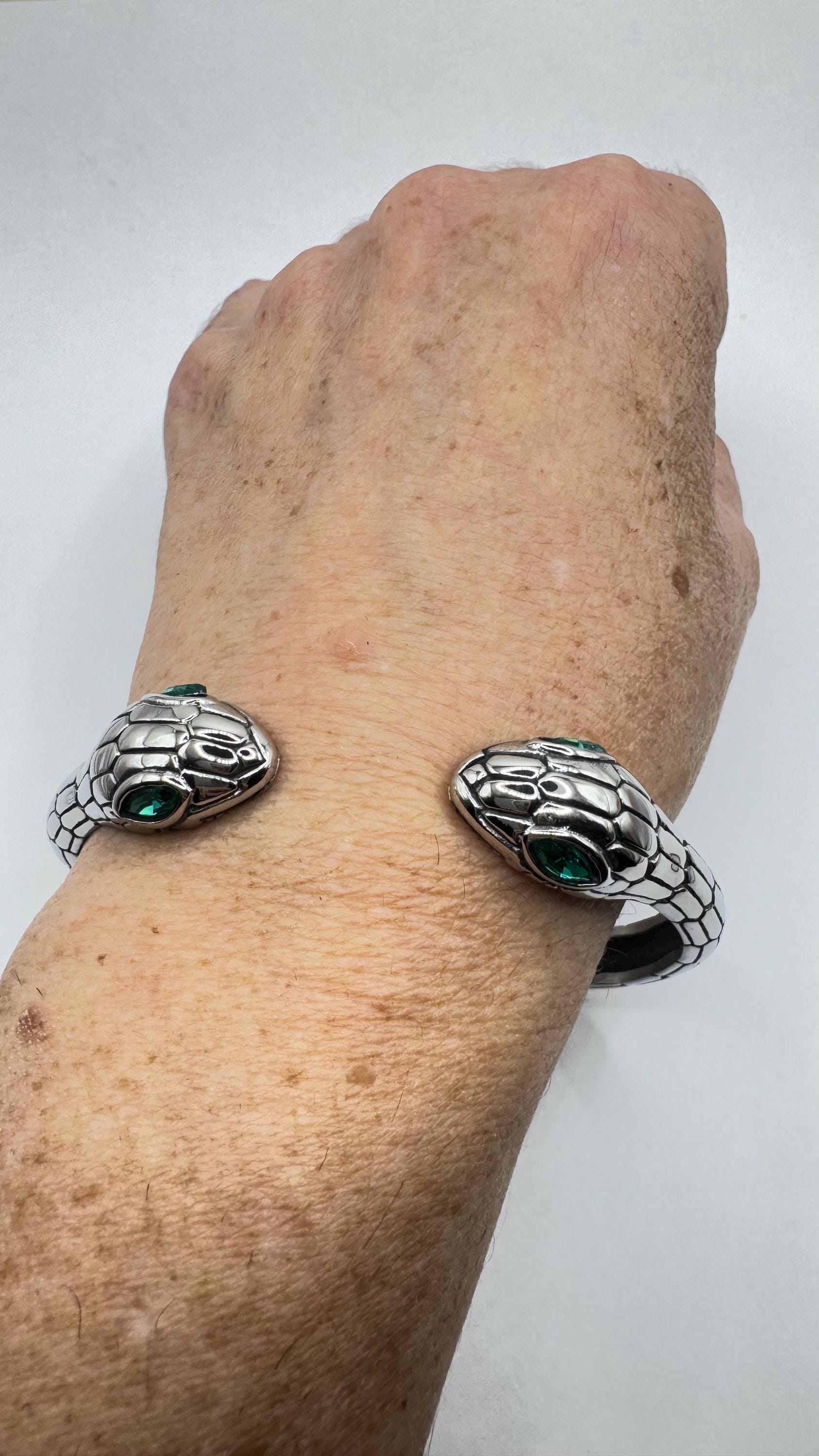 Vintage Snake Bangle Bracelet in Silver Stainless Steel