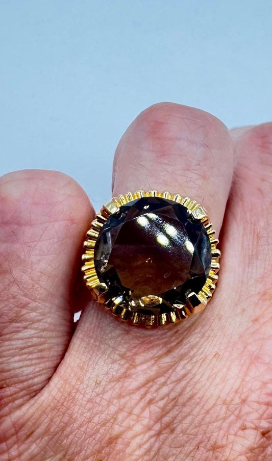 Vintage Smoky Topaz Ring Gold Filled adjustable size