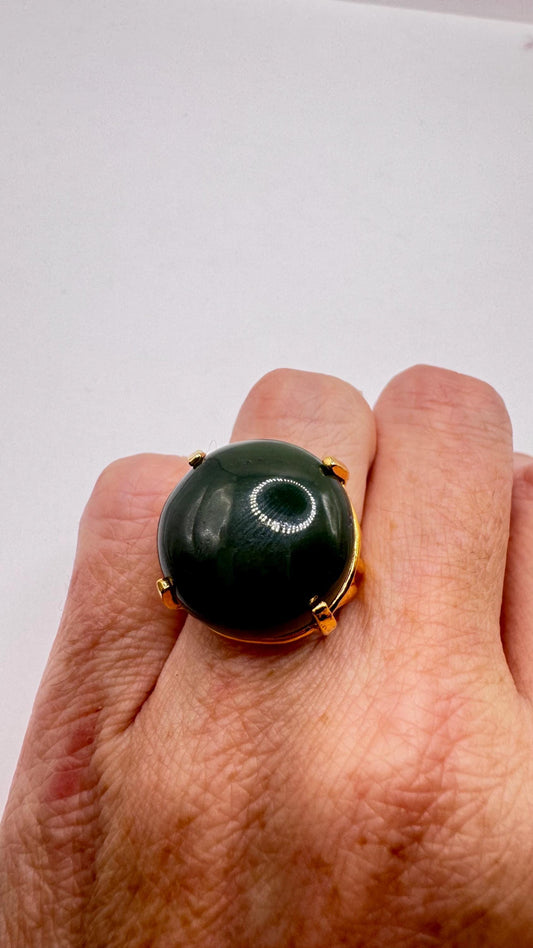 Vintage black Onyx Ring Gold Filled adjustable size