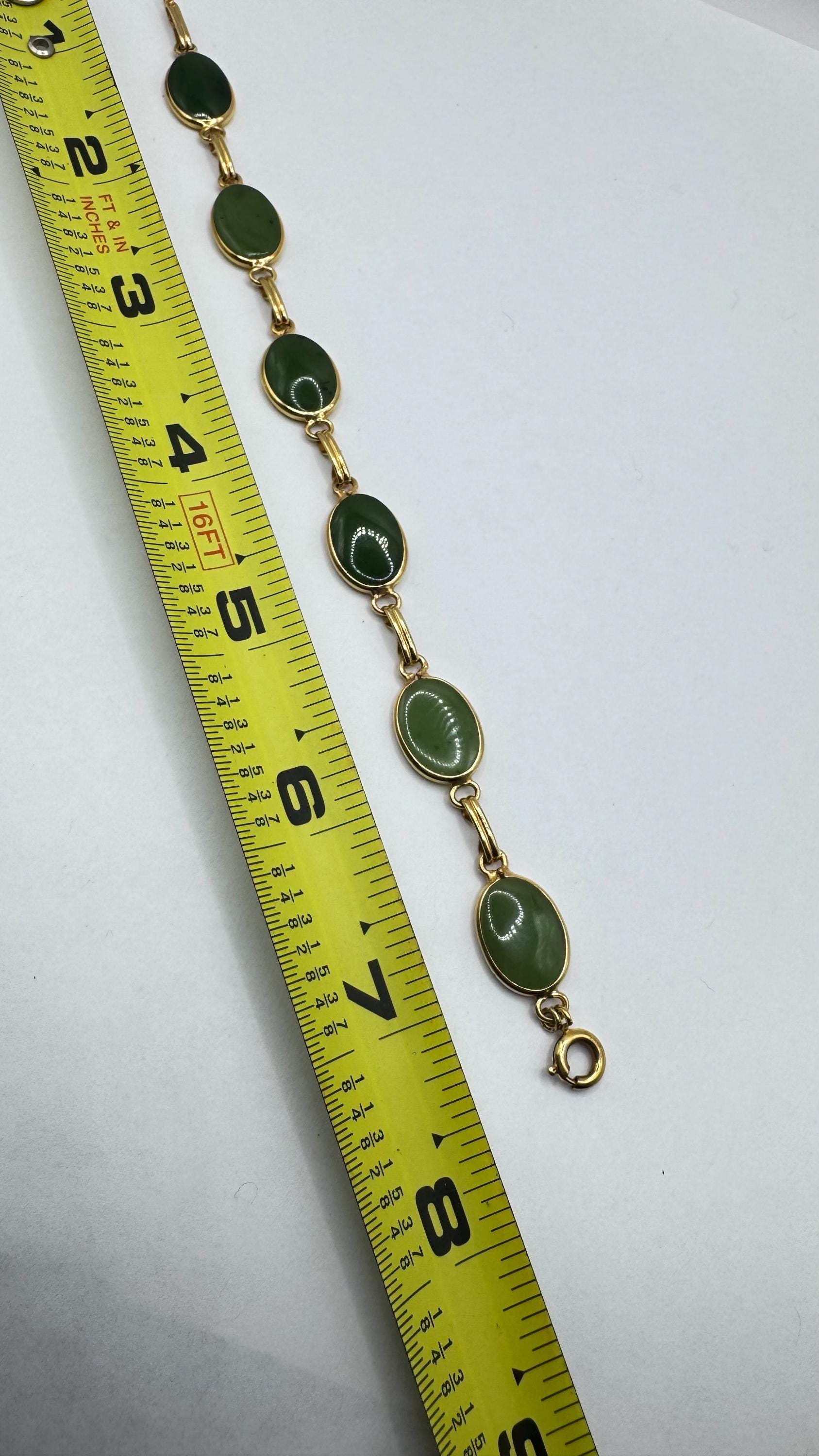 Vintage Green Jade Bracelet Gold filled