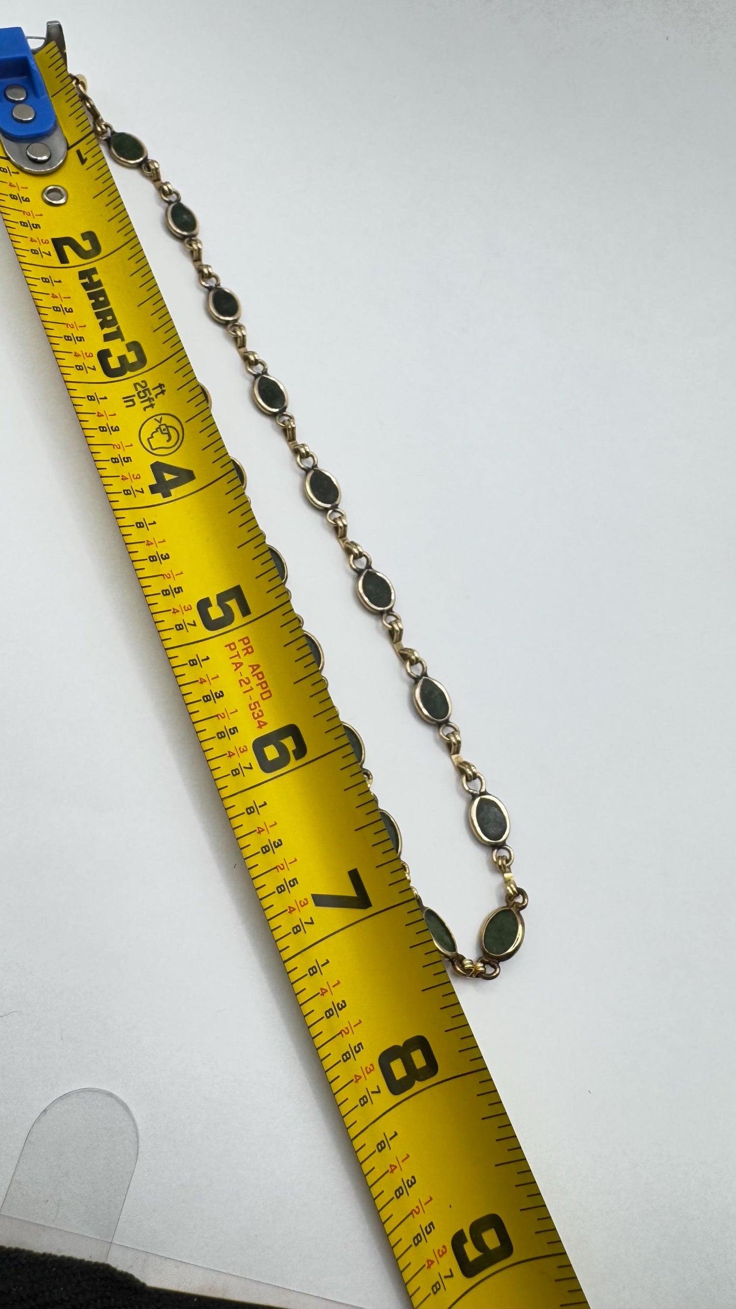 Vintage Green Jade Stone scarab Yellow 14k Gold Fill Necklace