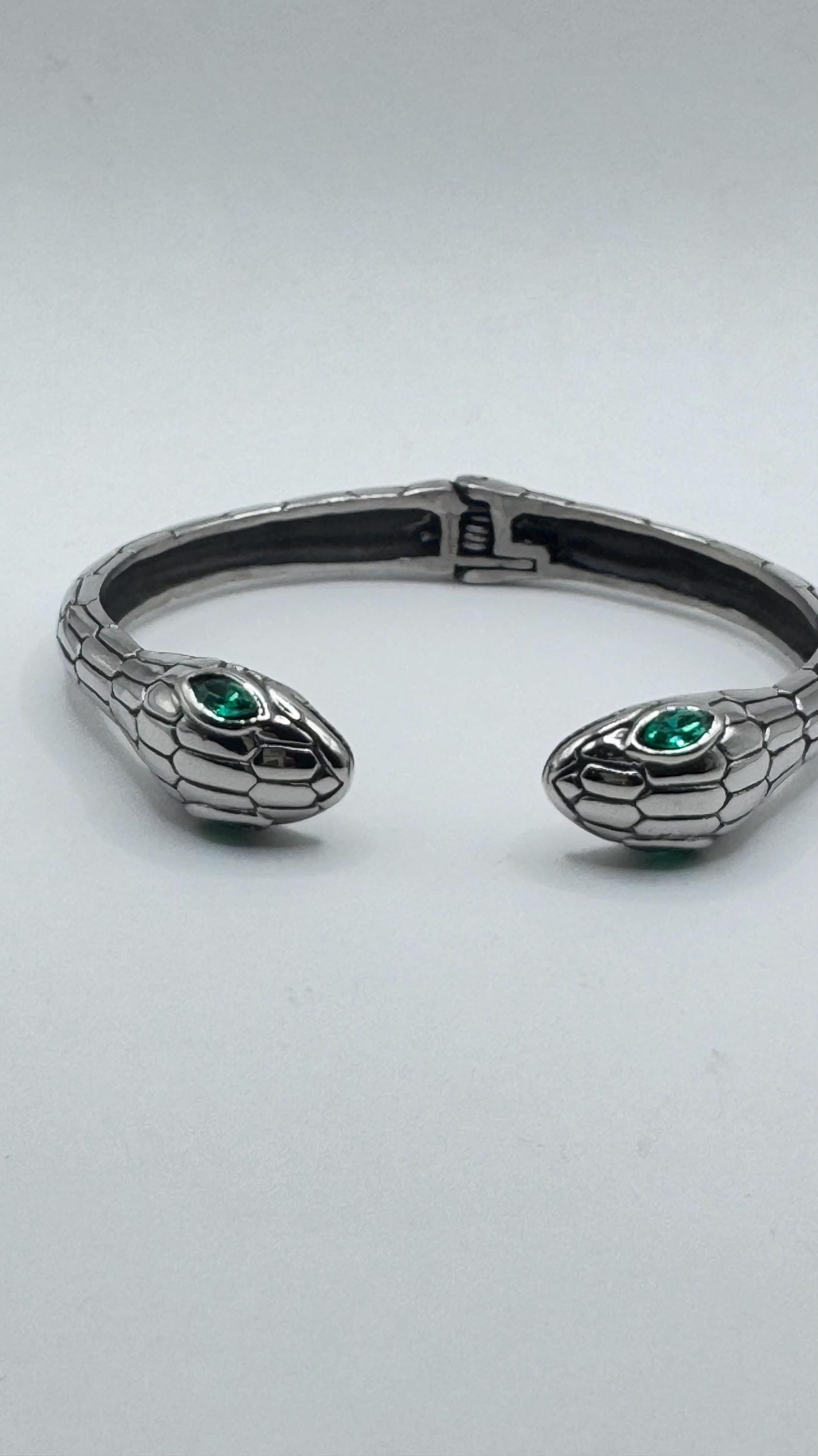 Vintage Snake Bangle Bracelet in Silver Stainless Steel