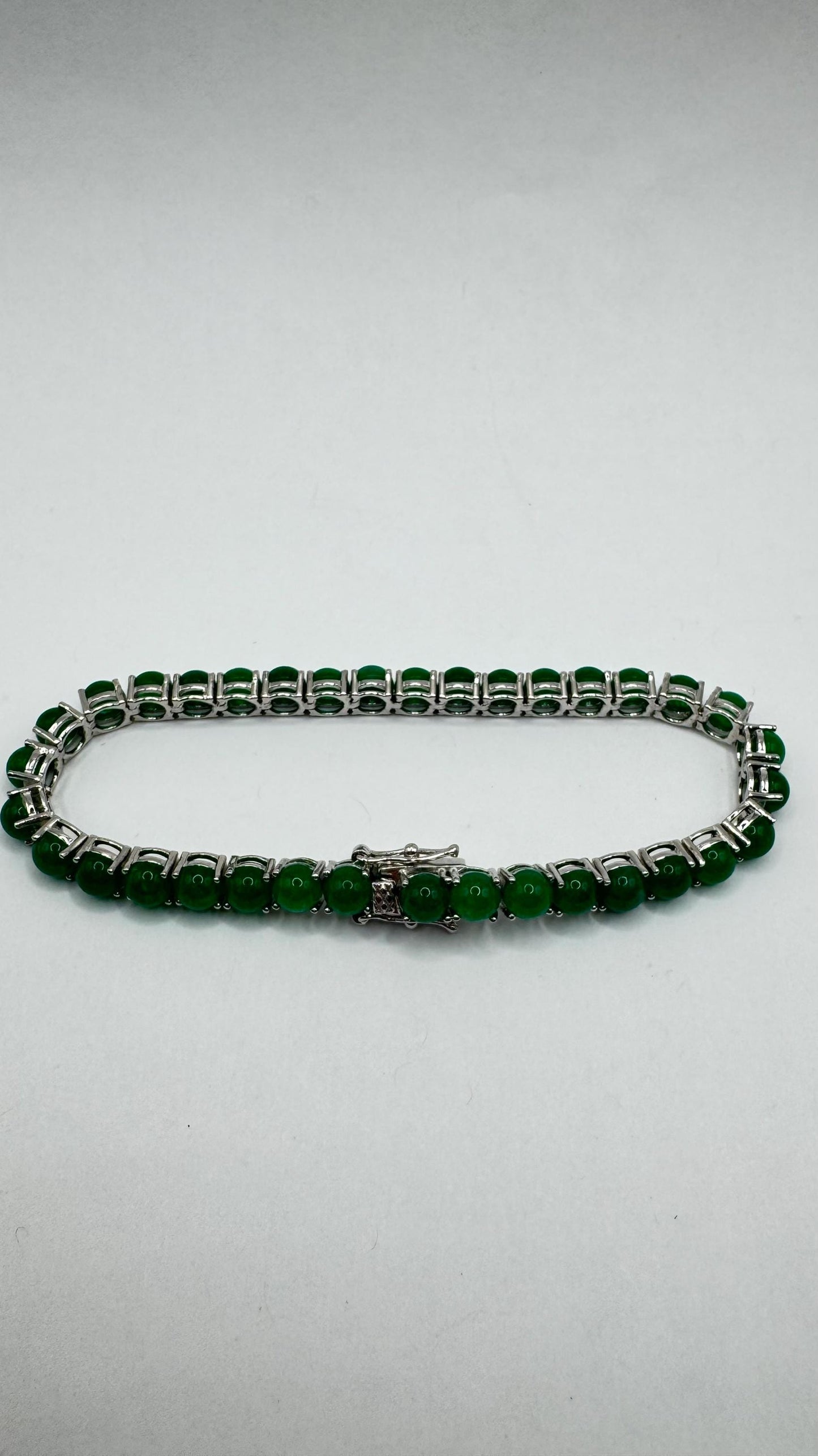 Vintage green jade Tennis Bracelet 925 sterling silver