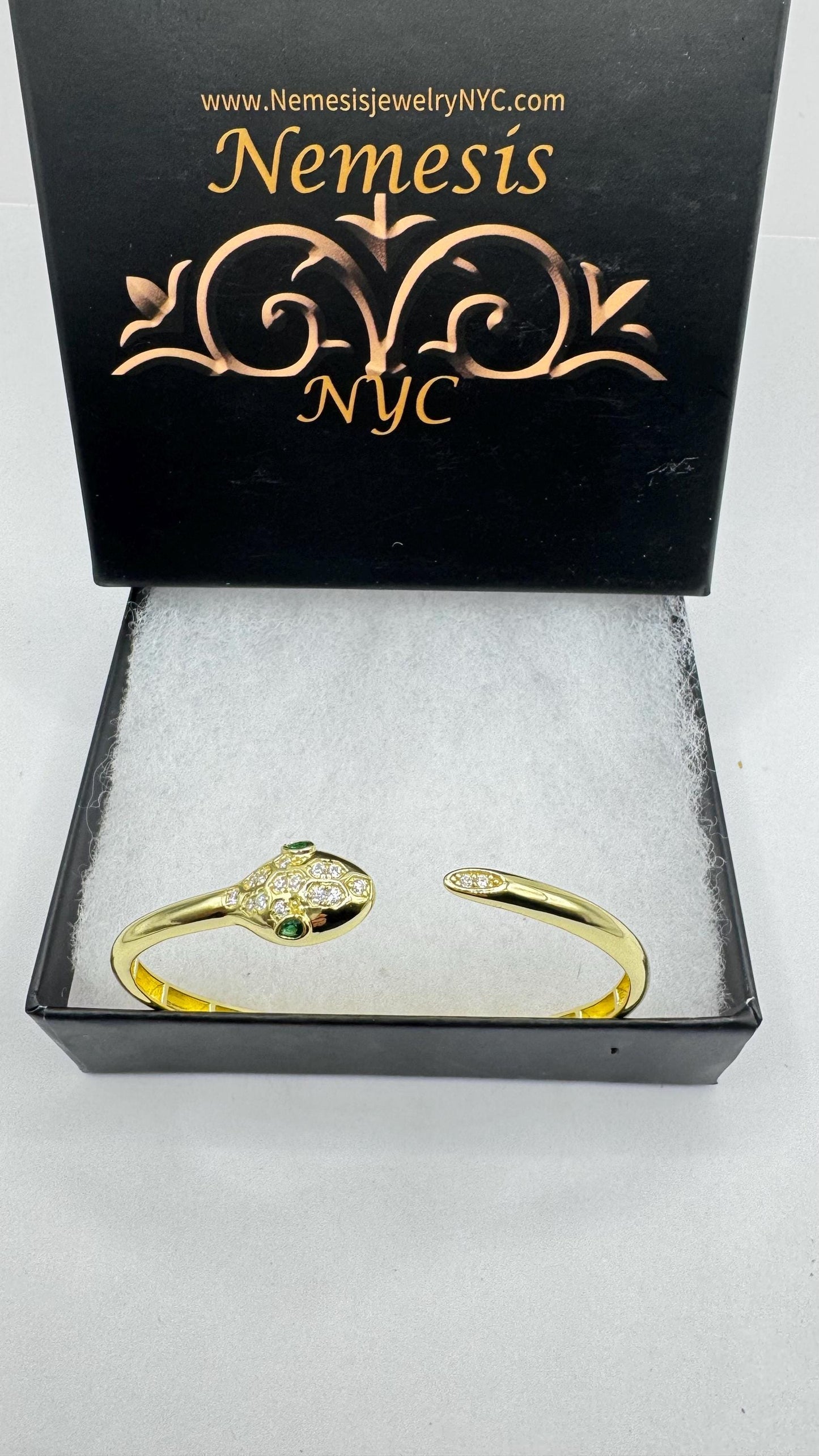 Vintage Snake Bangle Bracelet Gold 925 Sterling Silver Crystal Pave