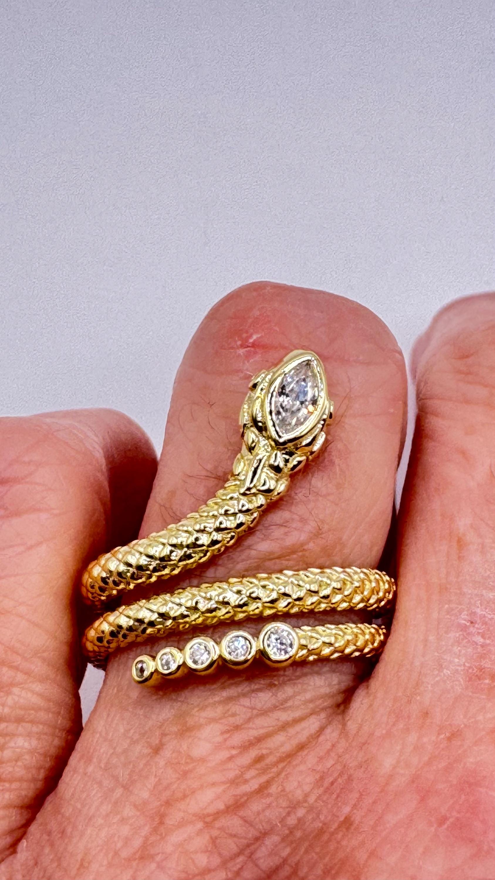 Vintage Snake Ring Golden Sterling Silver Adjustable
