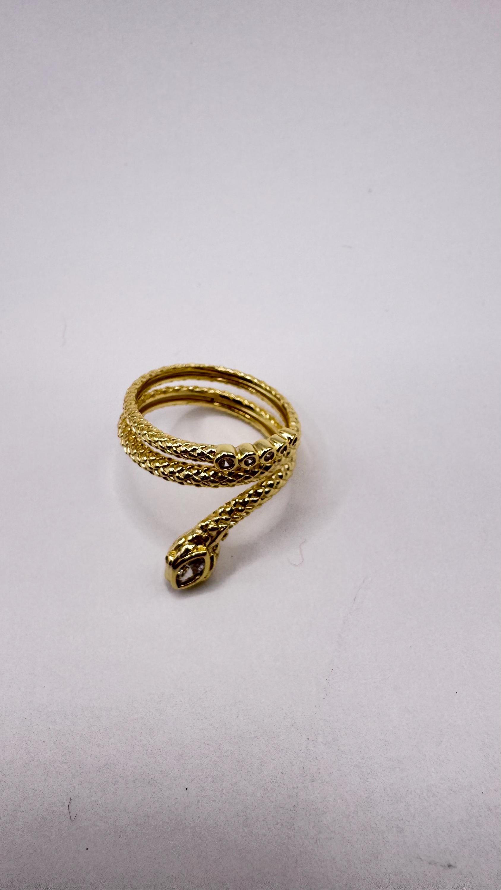 Vintage Snake Ring Golden Sterling Silver Adjustable