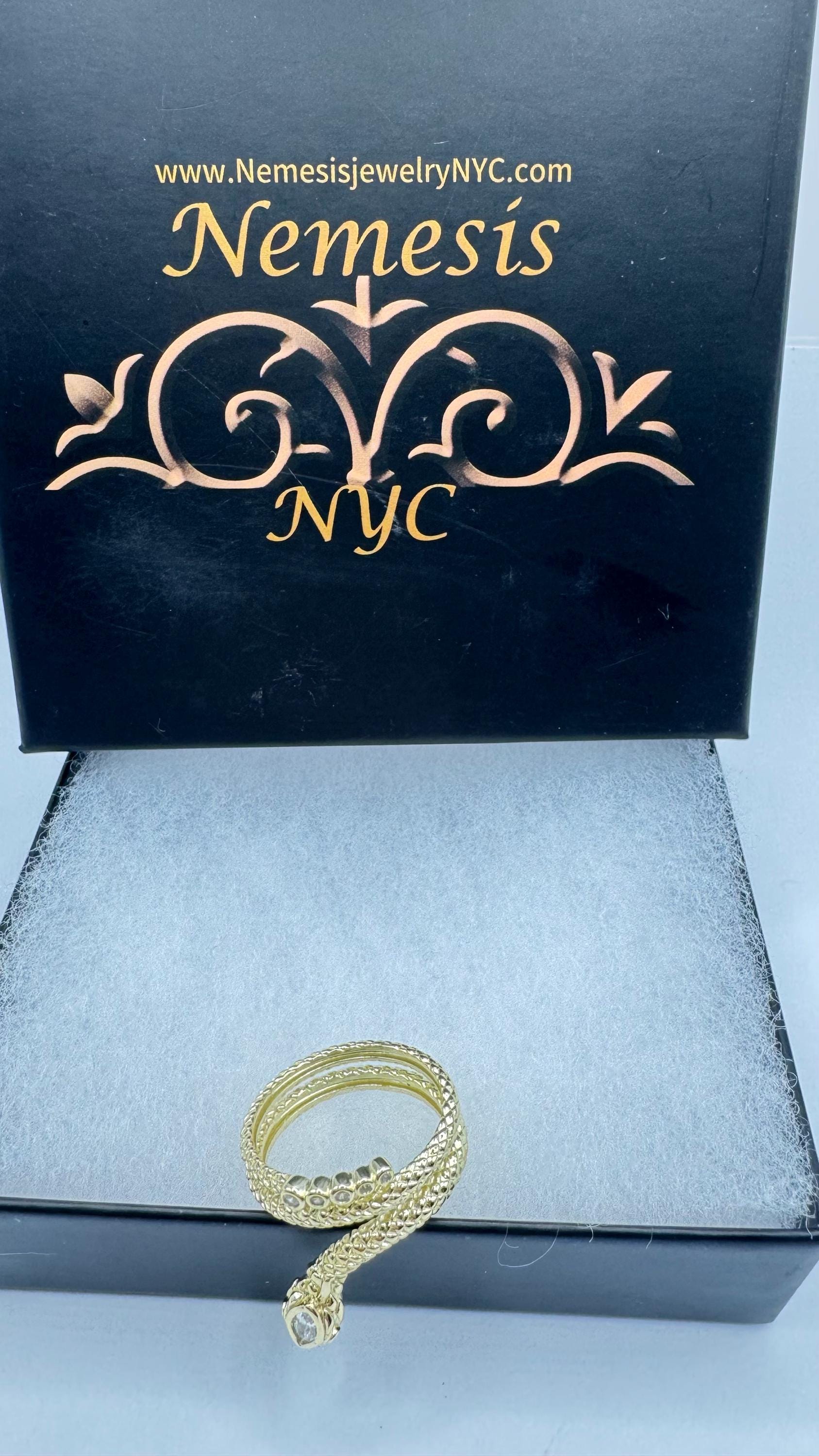 Vintage Snake Ring Golden Sterling Silver Adjustable