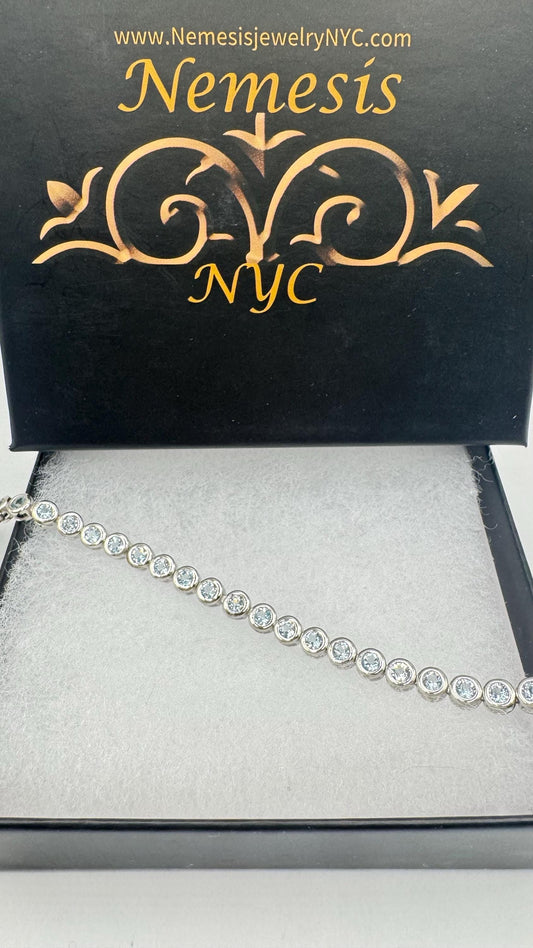 Vintage Silver Tennis Bracelet | Blue Topaz 925 Sterling Silver Tennis Bracelet