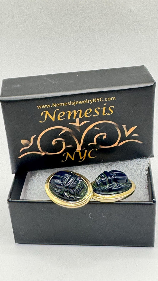 Vintage Green Onyx Cuff Links