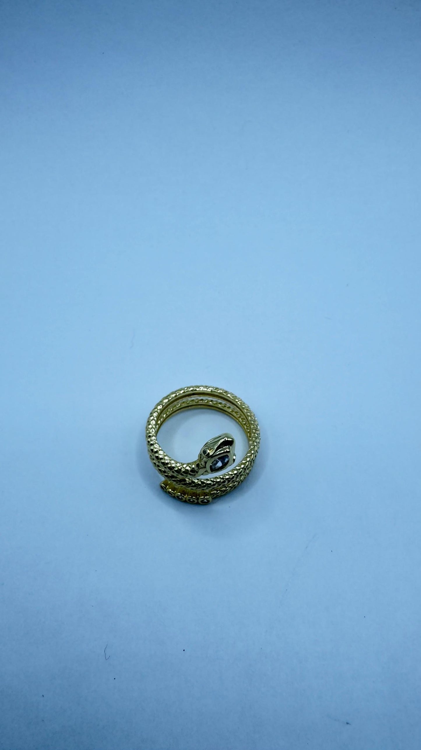 Vintage Snake Ring Golden Sterling Silver Adjustable