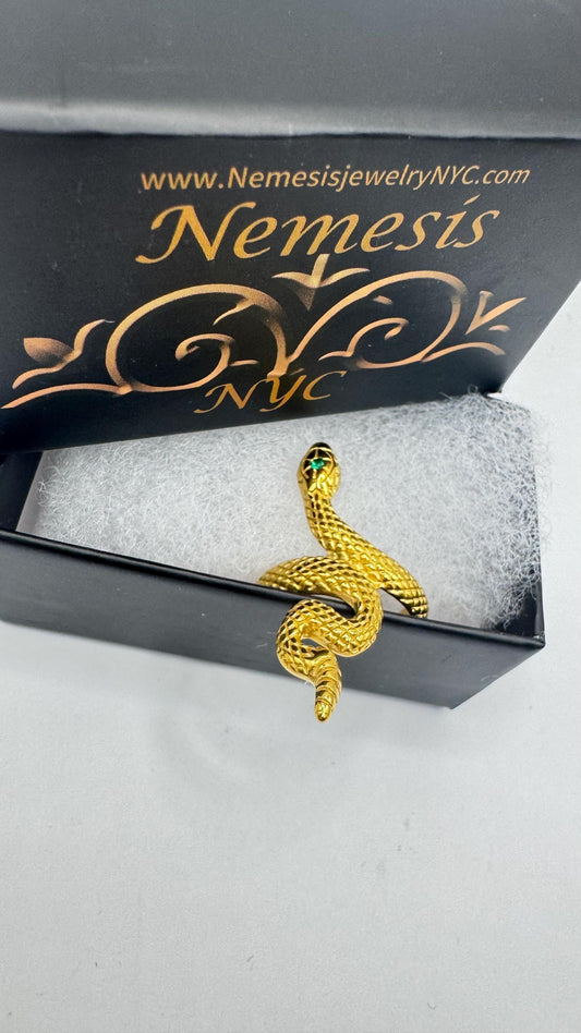 Vintage Gothic 18k Gold Finish Stainless Steel Snake Ring